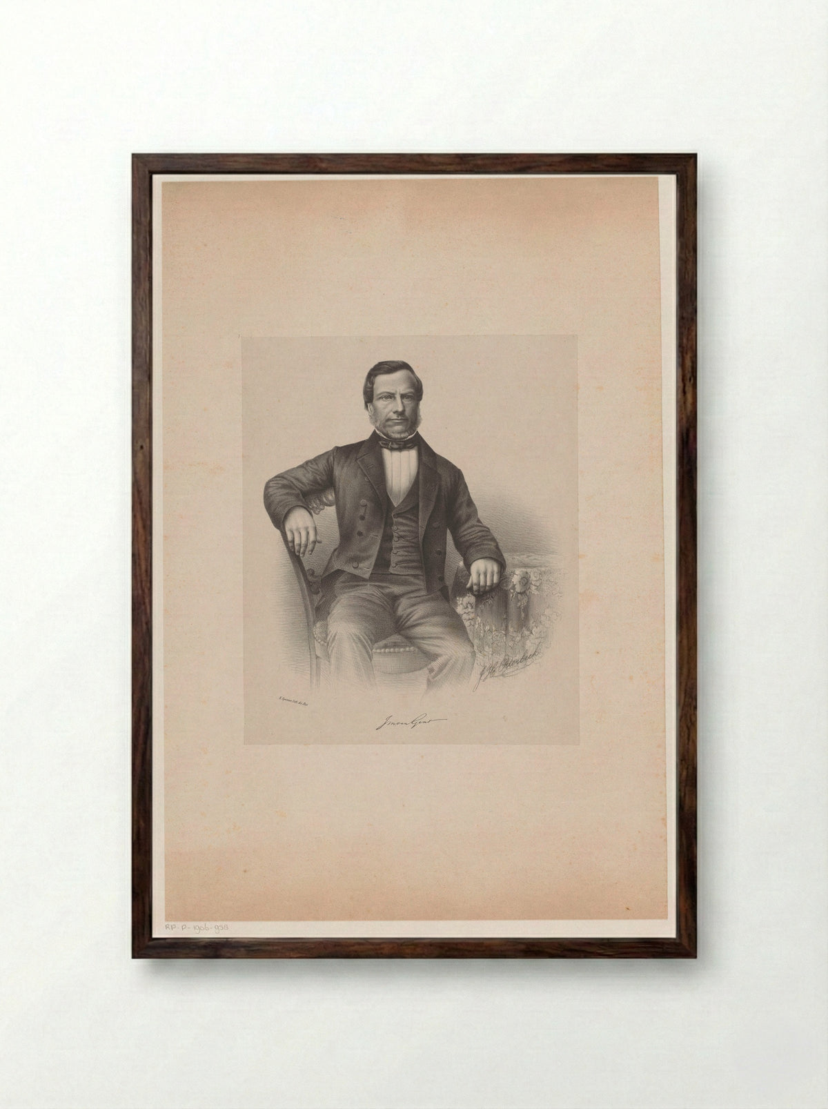 Portret van J.M. (Jacobus Marinus) van Gent - Elias Spanier - Framed Print Dark Wood