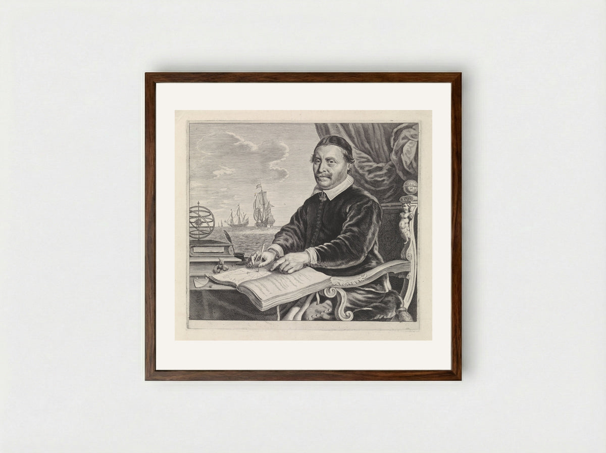 Portret van Jacob Aertsz. Colom - Theodor Matham - Framed Print Dark Wood