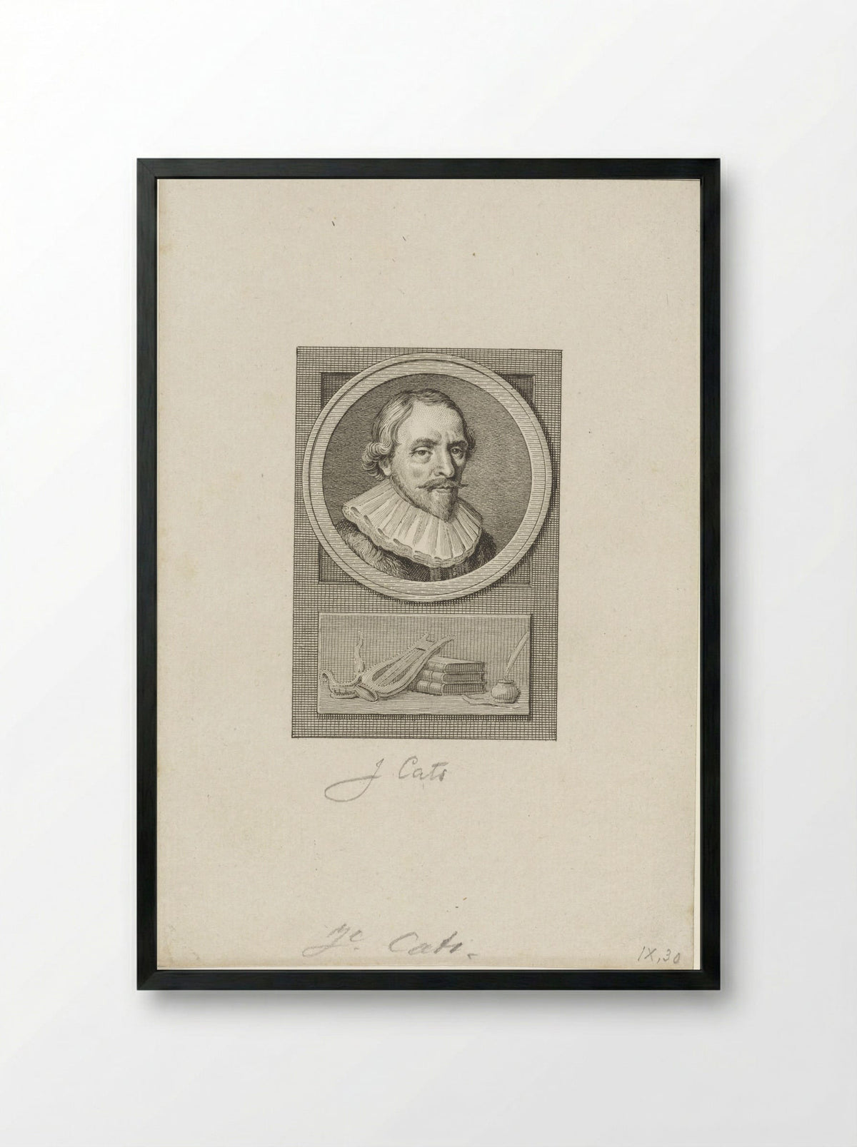 Portret van Jacob Cats - Reinier Vinkeles - Framed Print Black