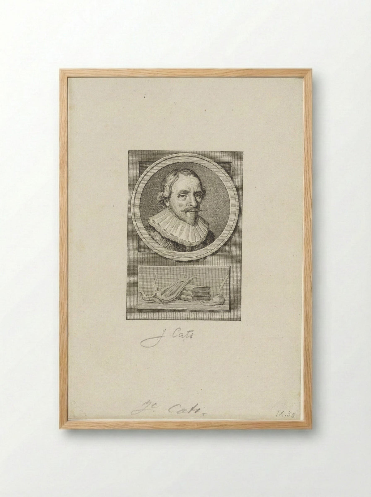 Portret van Jacob Cats - Reinier Vinkeles - Framed Print Wood