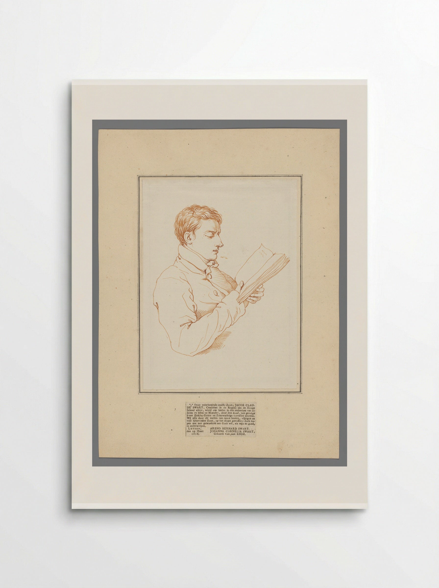 Portret van Jacob Claude Swart, lezend - David Pièrre Giottino Humbert de Superville - Poster