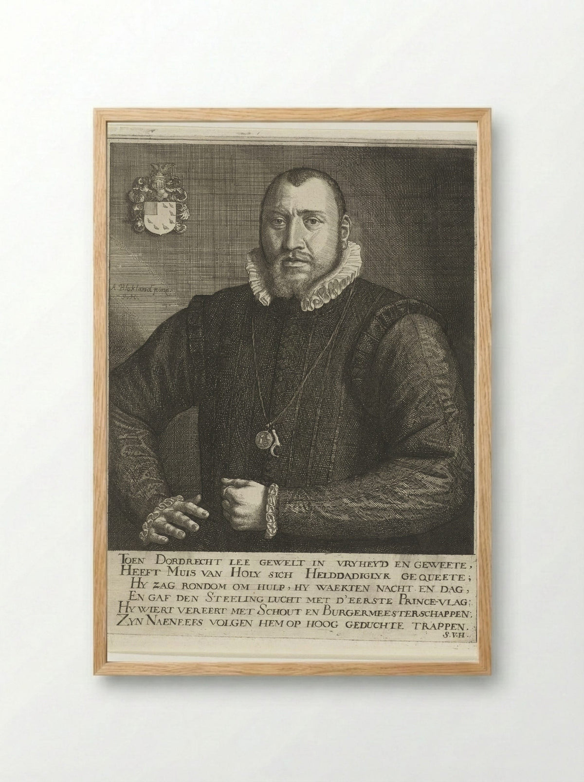Portret van Jacob Muys van Holy - Simon onder de Linde - Framed Print Wood