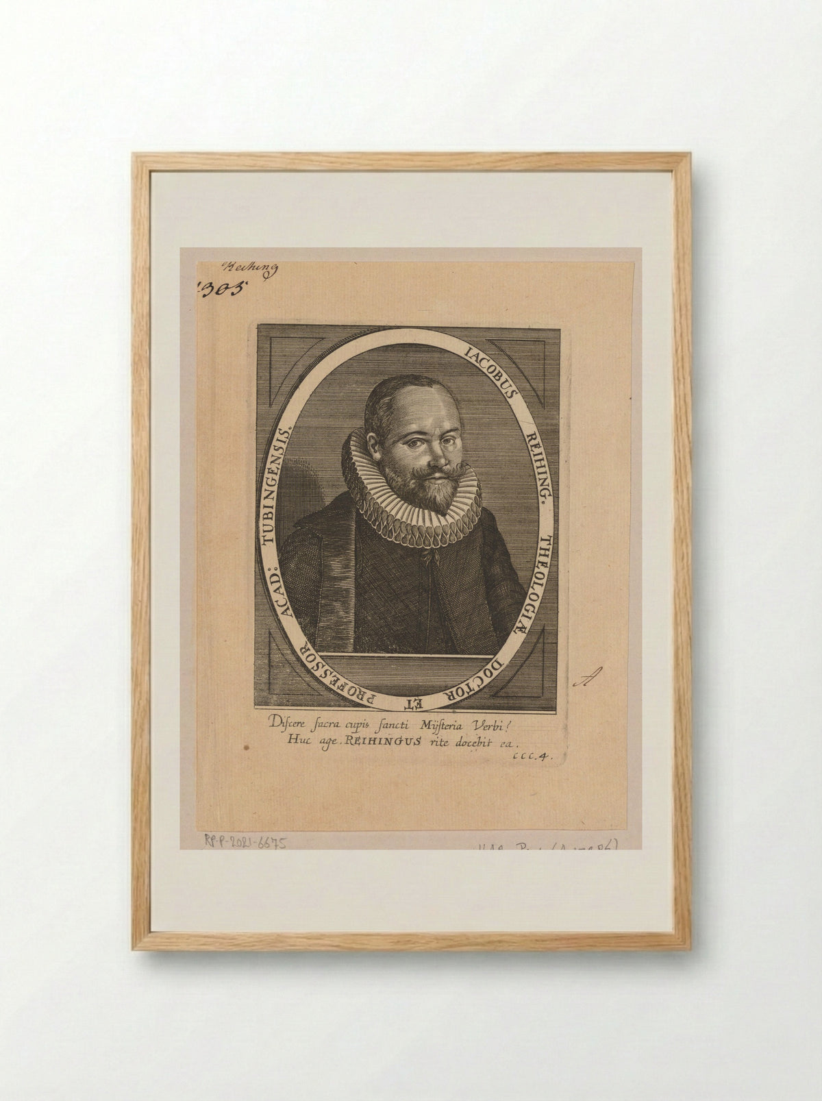 Portret van Jacob Reihing - Clemens Ammon - Framed Print Wood