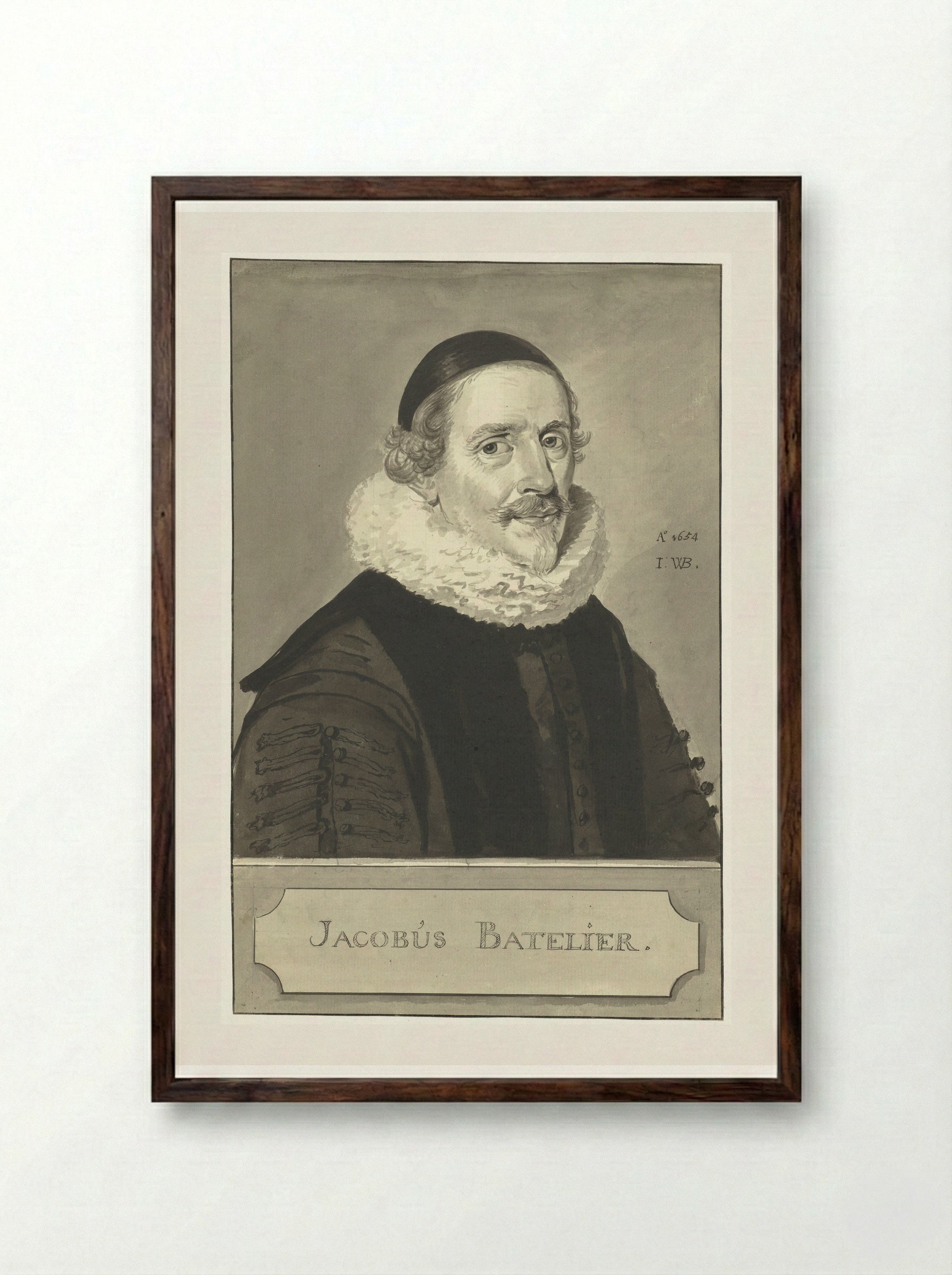 Portret van Jacobus Johannes Batelier - Aert Schouman - Framed Print Dark Wood