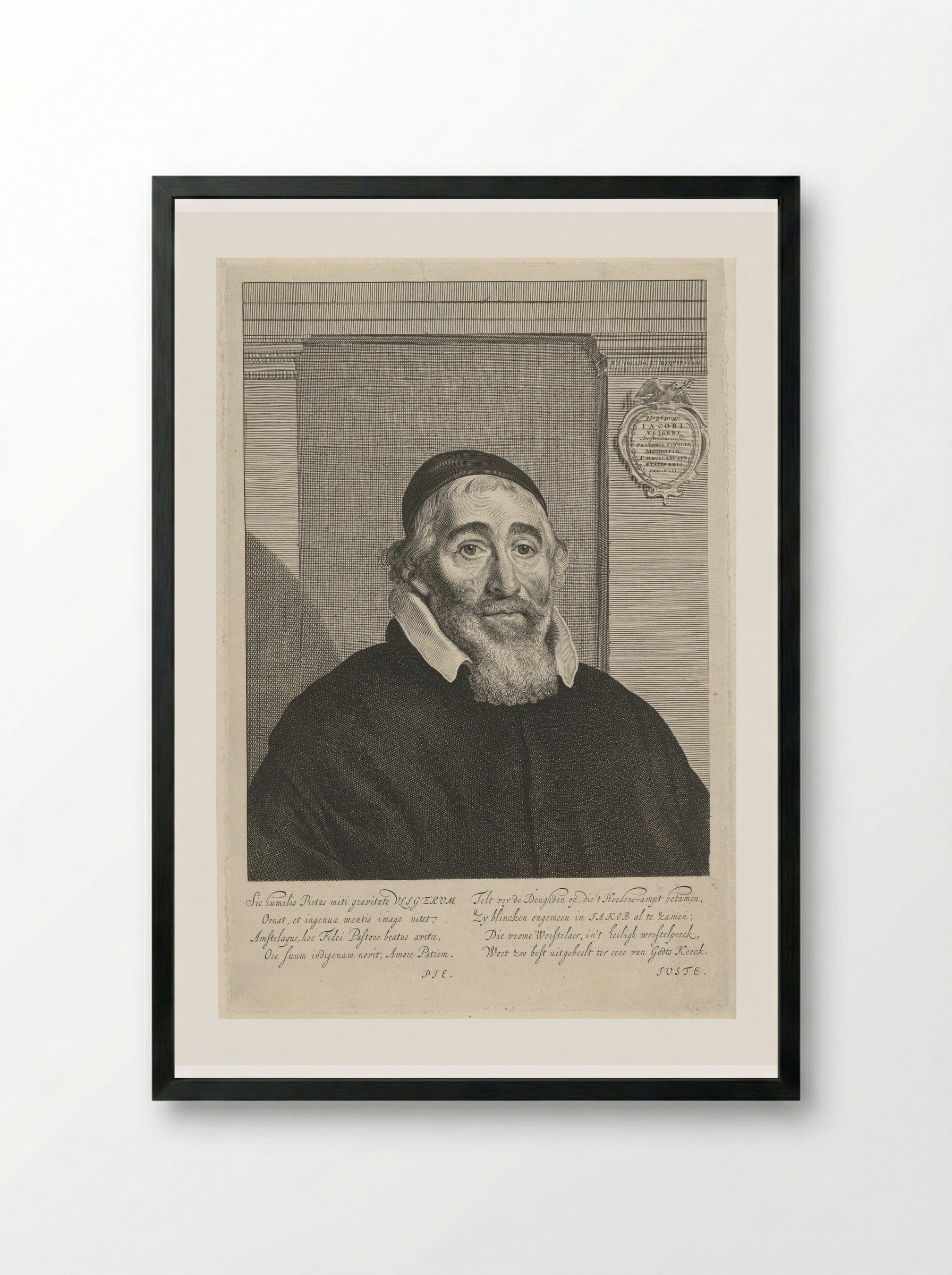 Portret van Jacobus Vligerus - Theodor Matham - Framed Print Black