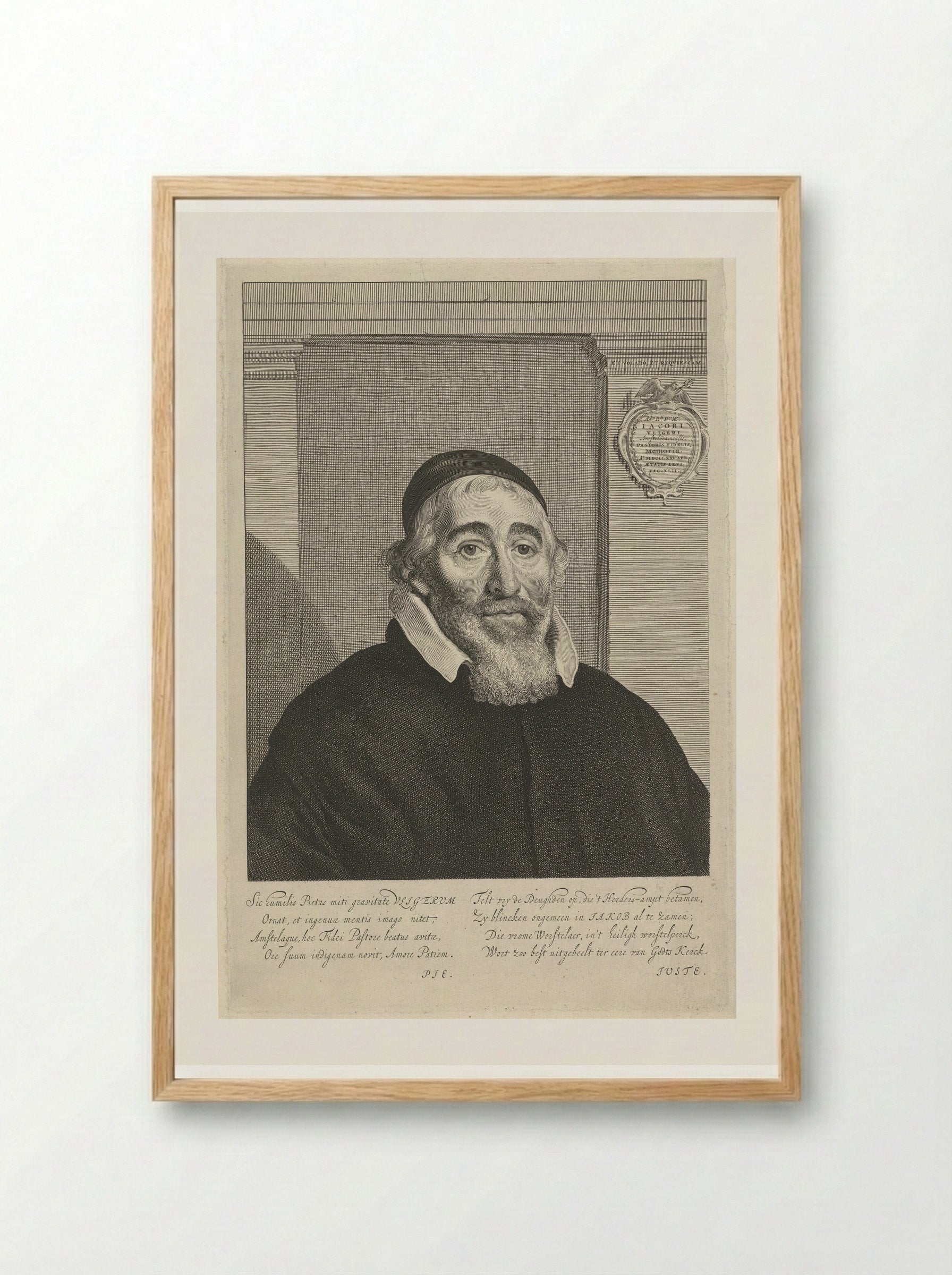 Portret van Jacobus Vligerus - Theodor Matham - Framed Print Wood