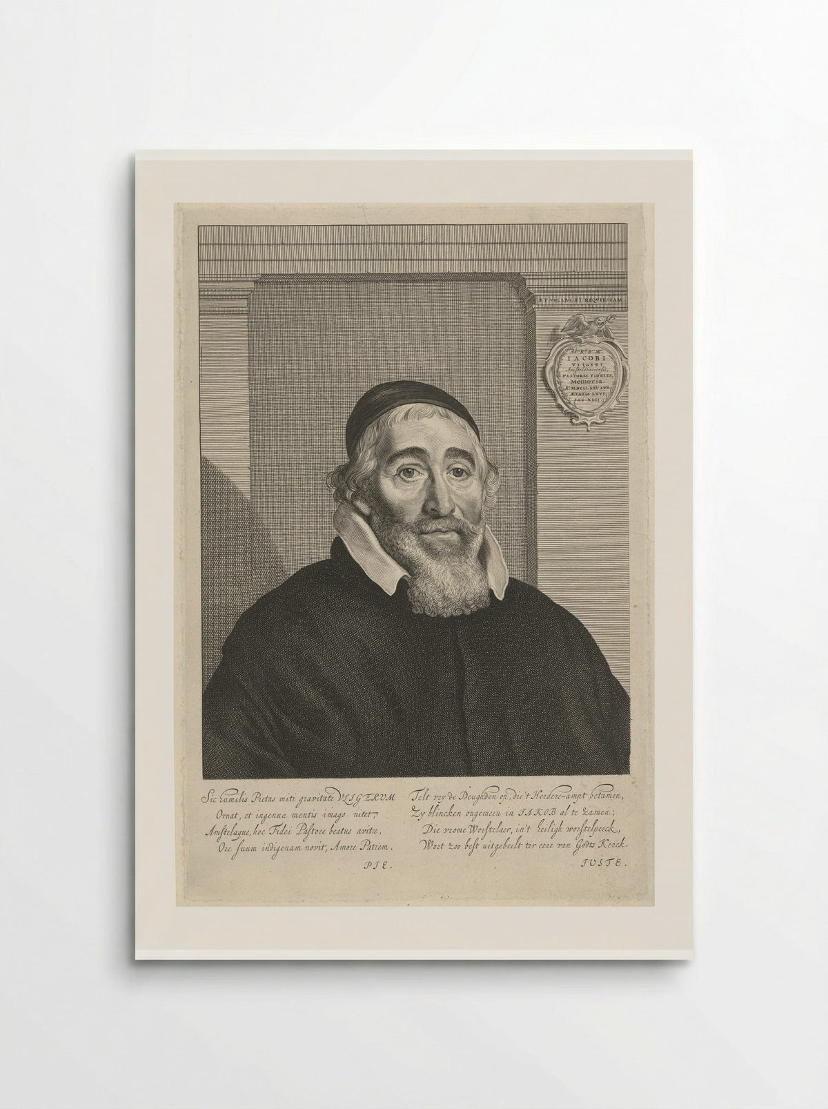 Portret van Jacobus Vligerus - Theodor Matham - Poster