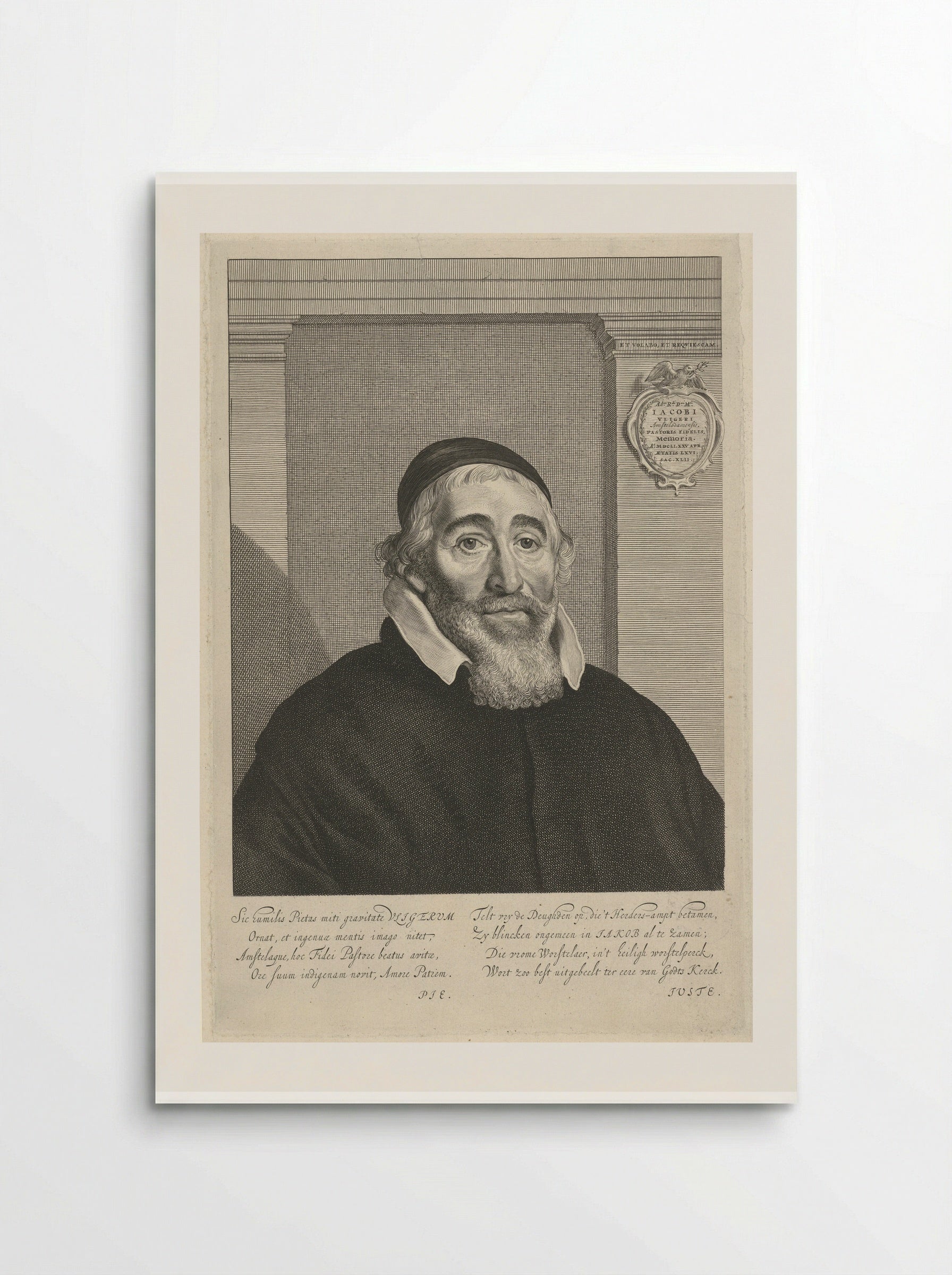 Portret van Jacobus Vligerus - Theodor Matham - Poster