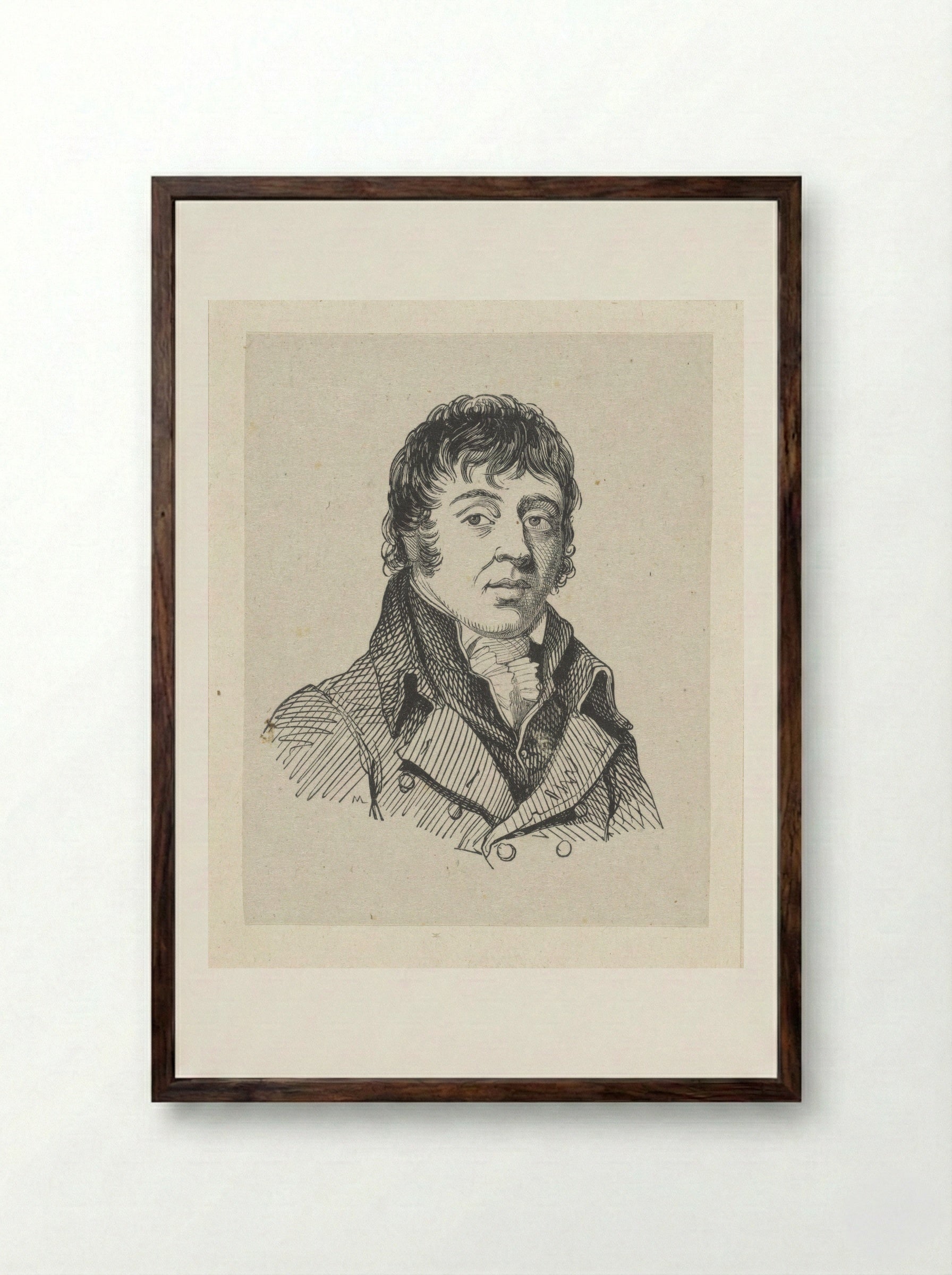 Portret van Jacques Jordaens - Martinus Schouman - Framed Print Dark Wood
