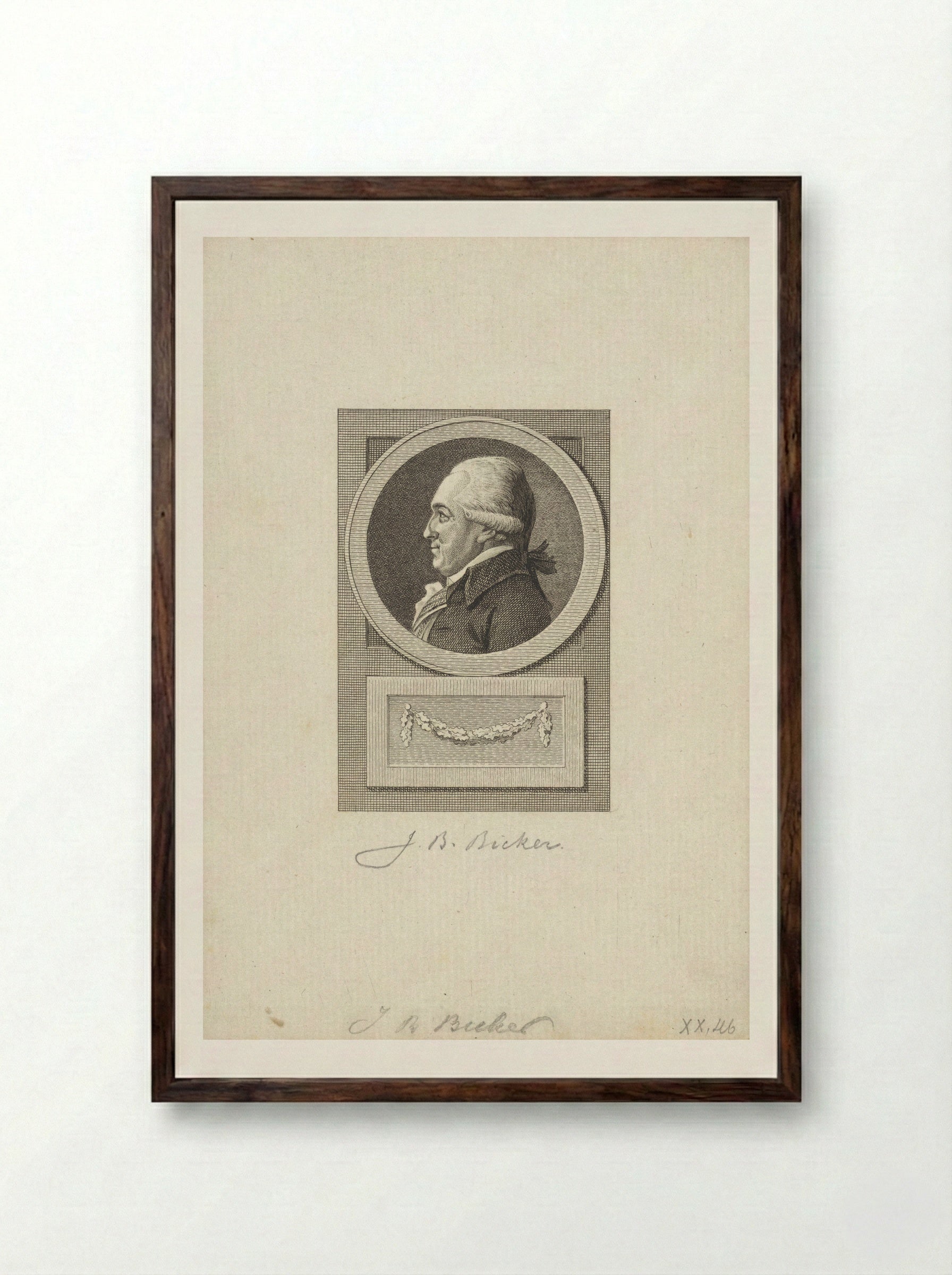 Portret van Jan Bernd Bicker - Reinier Vinkeles (I) - Framed Print Dark Wood
