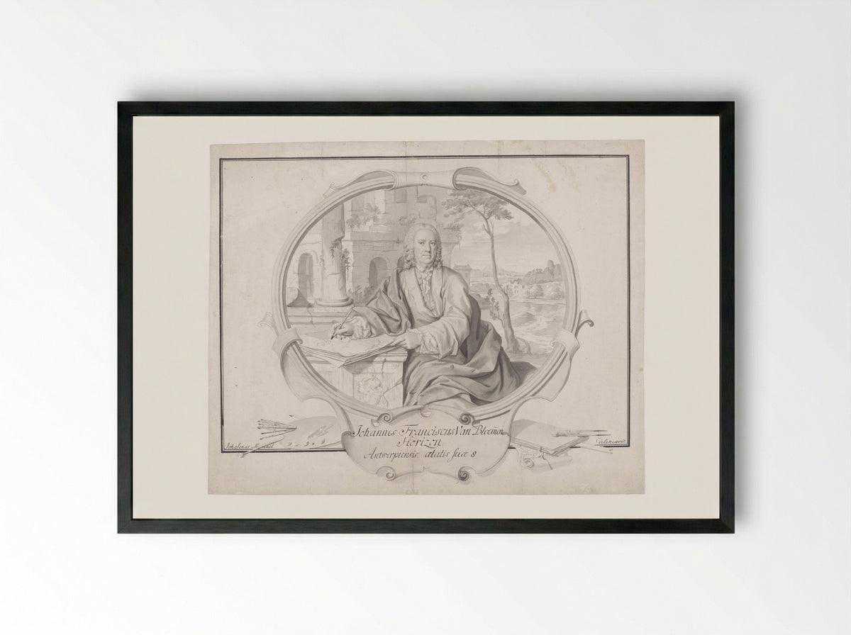 Portret van Jan Frans van Bloemen - Johann Jonas Michael - Framed Print Black