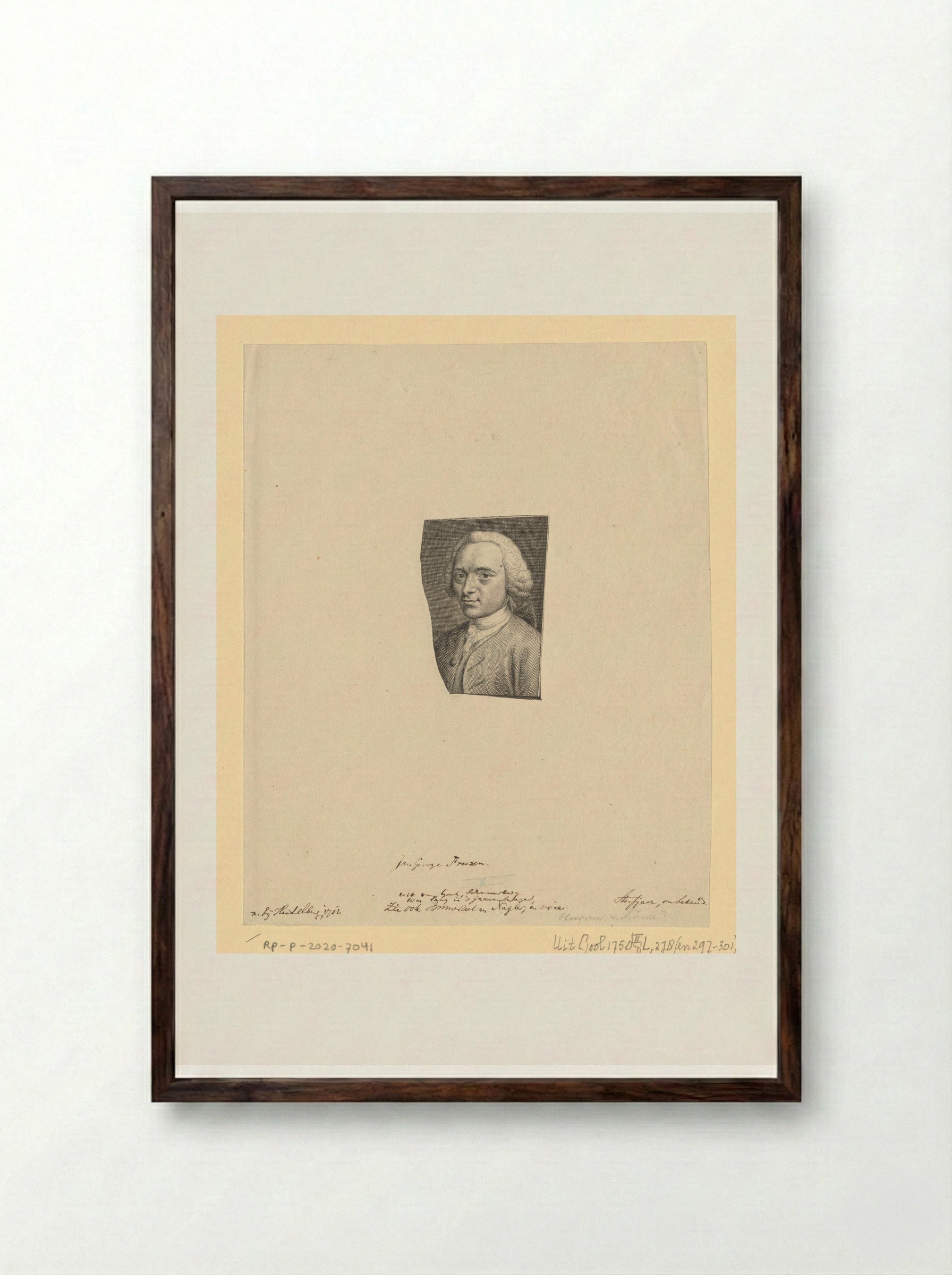 Portret van Jan George Freezen - Pieter Tanjé - Framed Print Dark Wood
