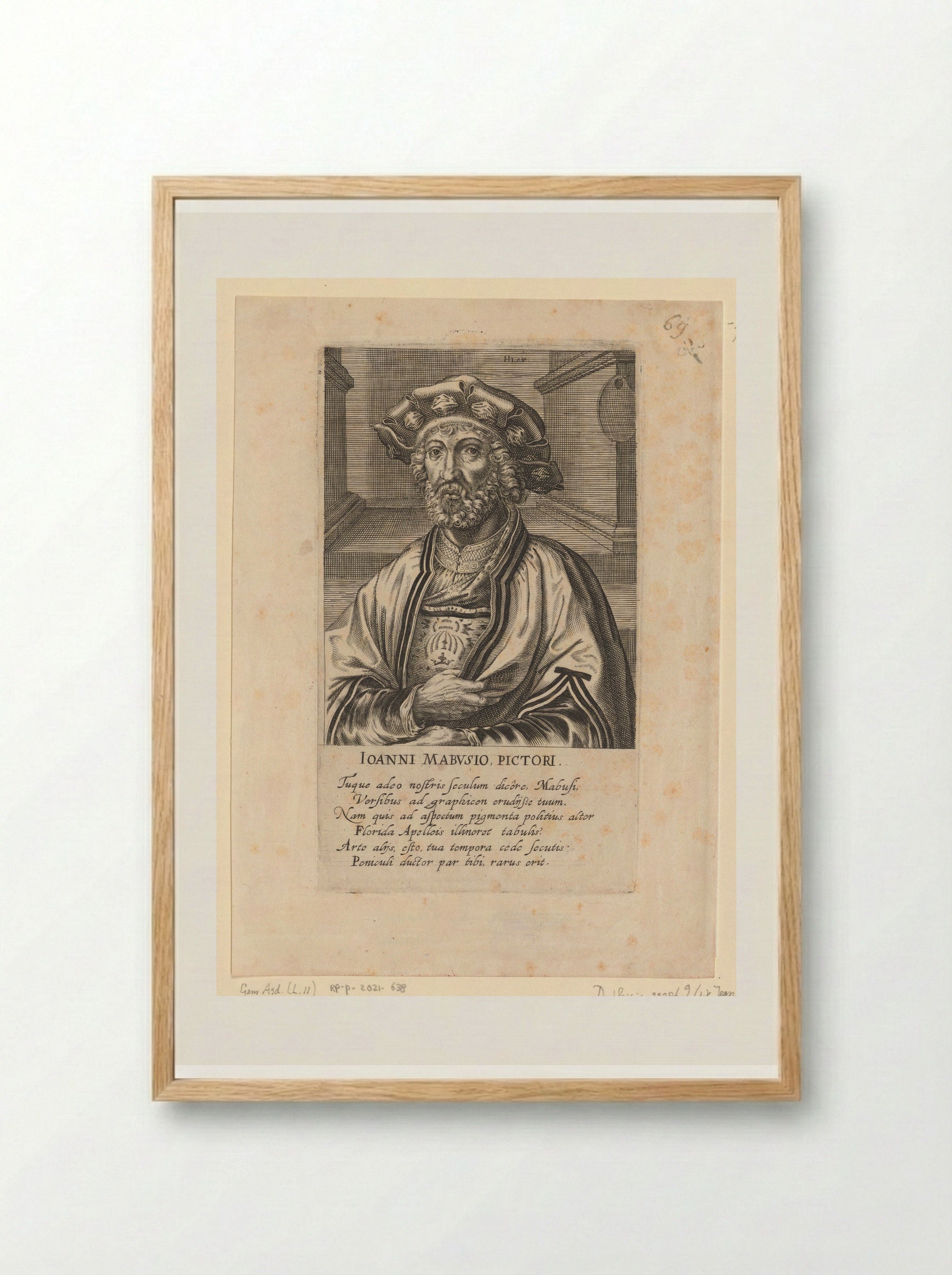 Portret van Jan Gossaert - Hendrick Hondius (I) - Framed Print Wood