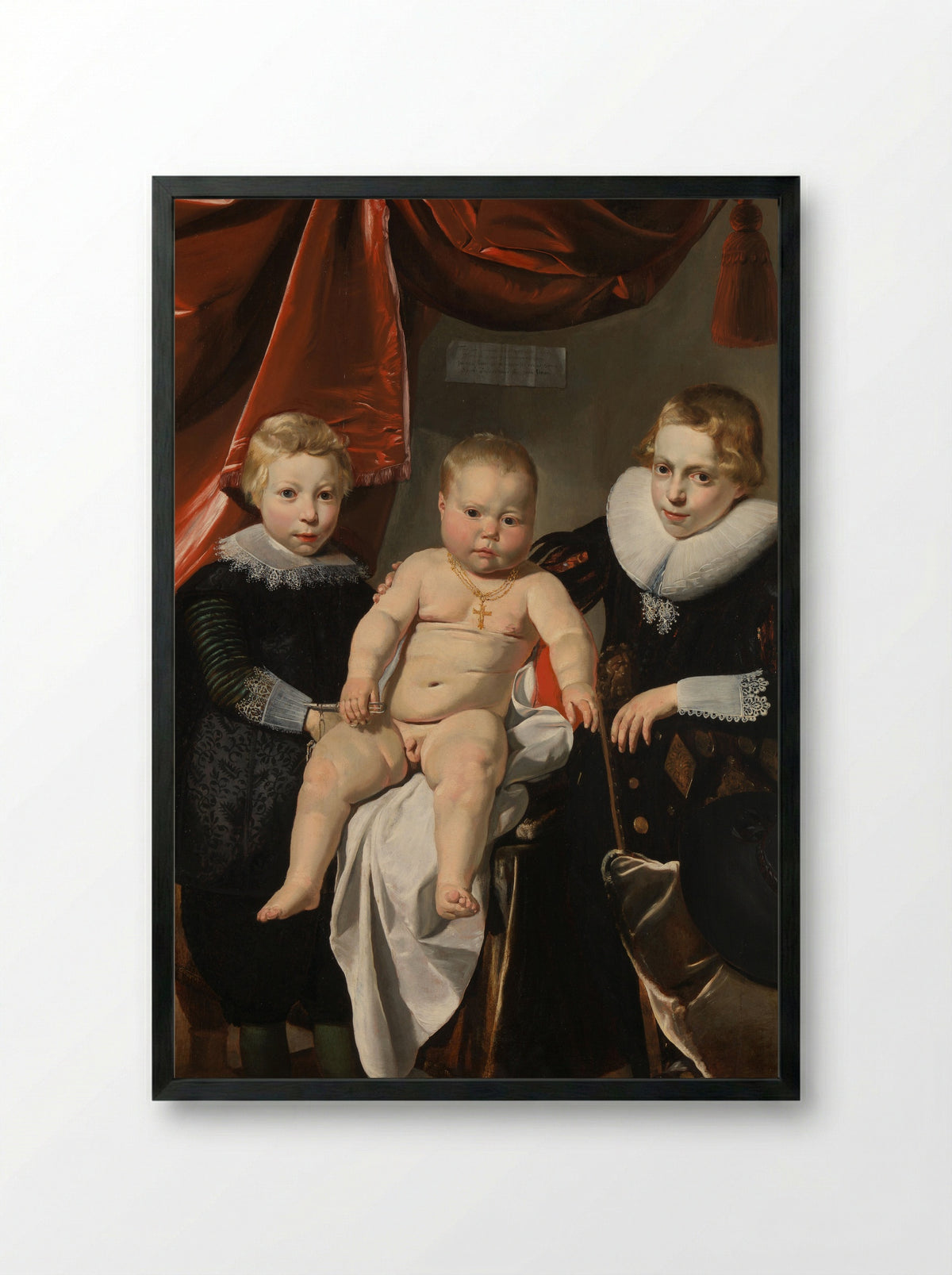 Portret van Jan, Simon en Hendrick Verstegen - Thomas de Keyser - Framed Print Black