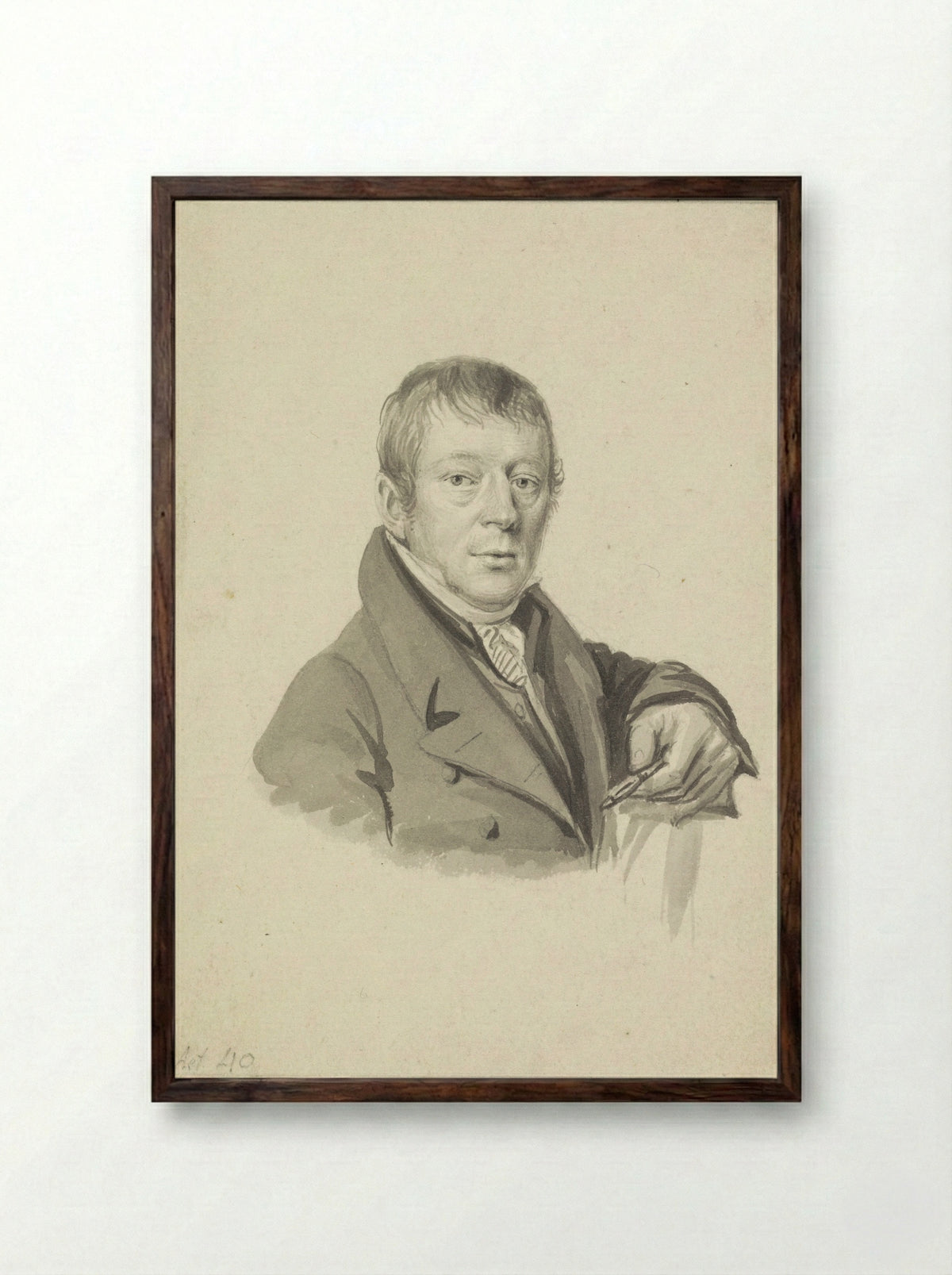 Portret van Jan Willem Caspari - Gerrit Lamberts - Framed Print Dark Wood