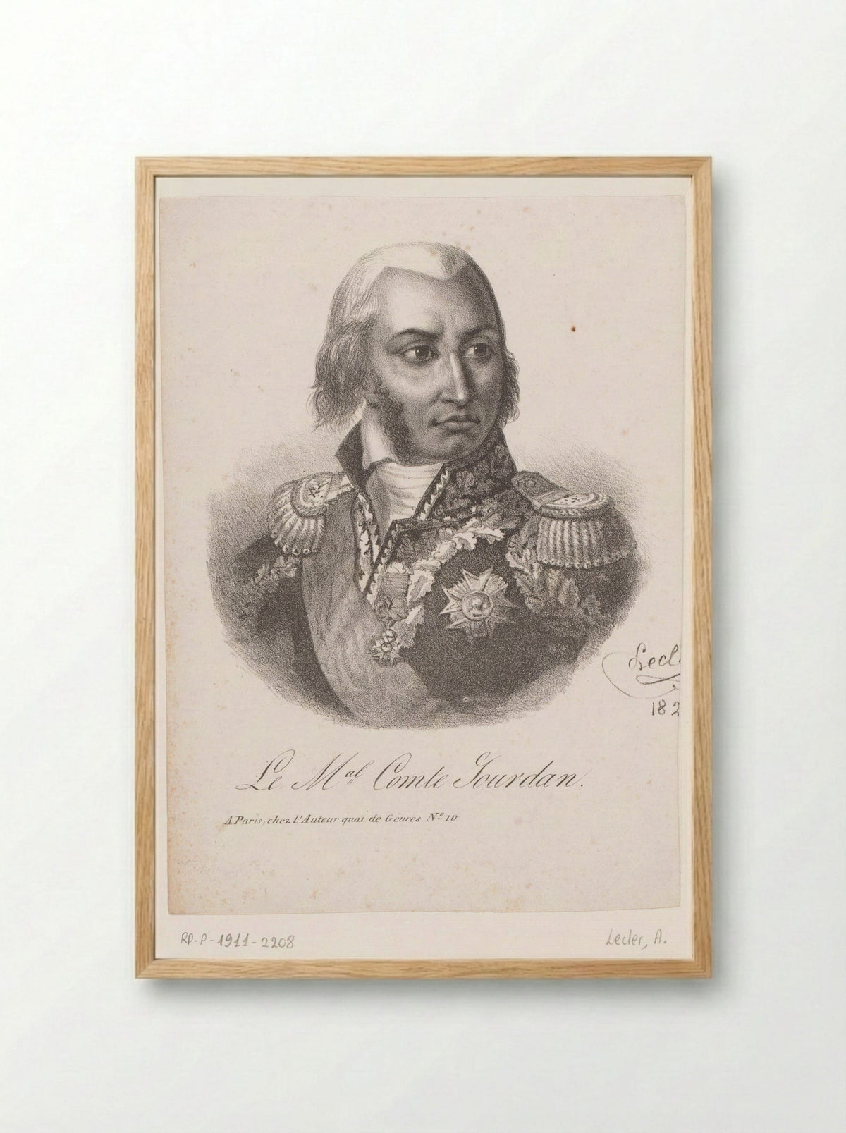 Portret van Jean-Baptiste Jourdan - Auguste Toussaint Lecler - Framed Print Wood