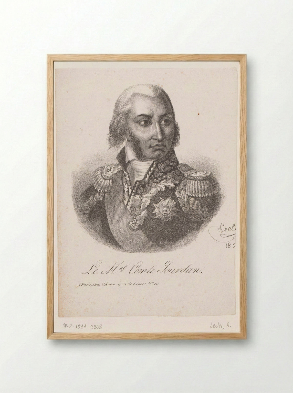 Portret van Jean-Baptiste Jourdan - Auguste Toussaint Lecler - Framed Print Wood