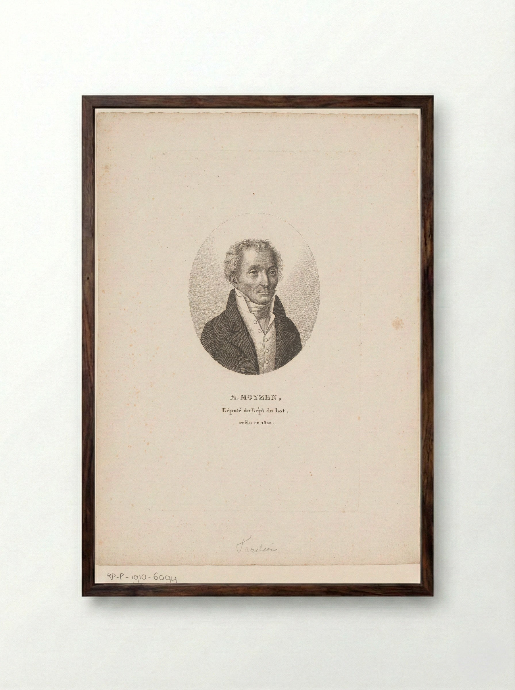 Portret van Jean Joseph Moyzen - Ambroise Tardieu - Framed Print Dark Wood