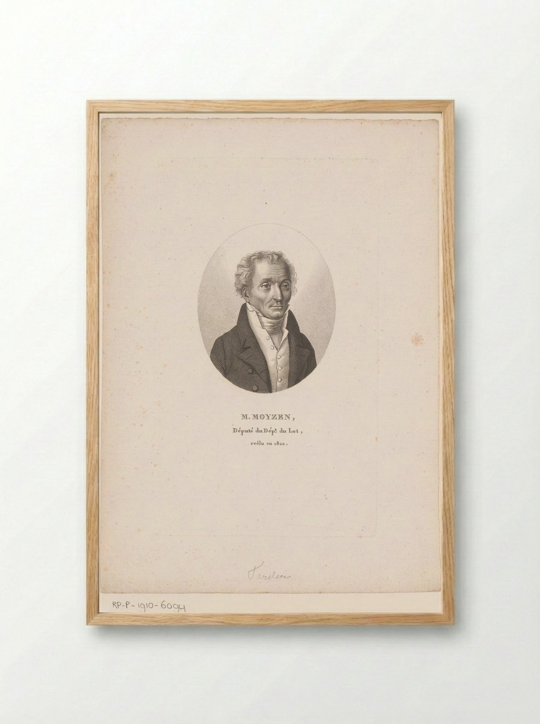 Portret van Jean Joseph Moyzen - Ambroise Tardieu - Framed Print Wood