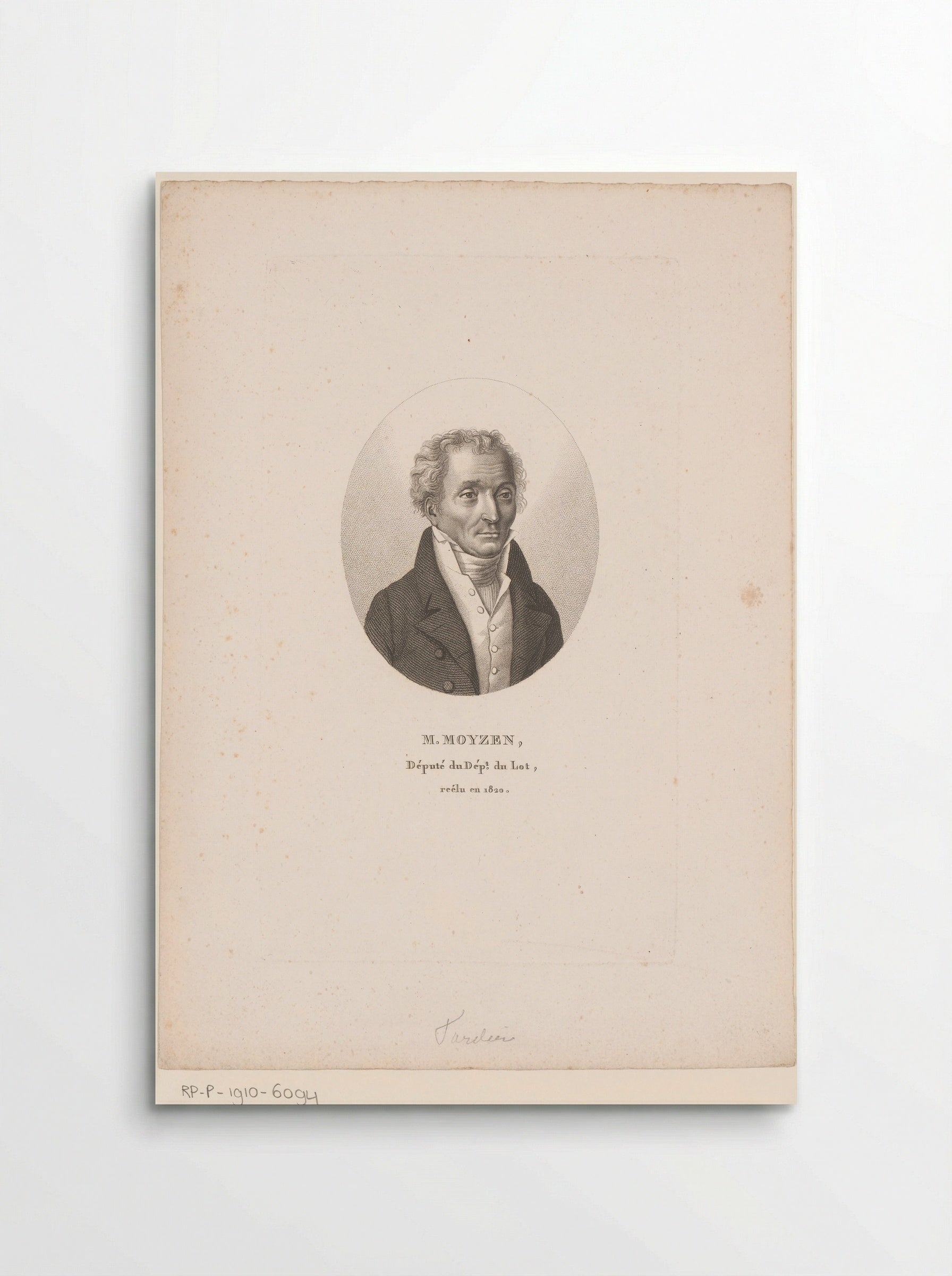 Portret van Jean Joseph Moyzen - Ambroise Tardieu - Poster
