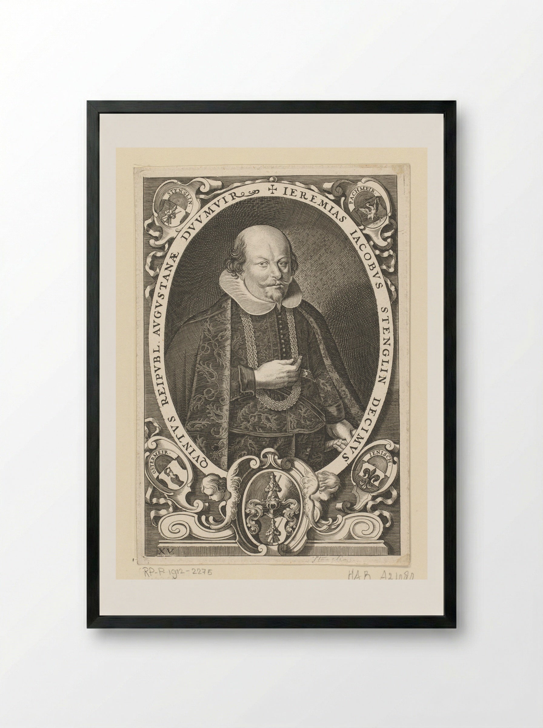 Portret van Jeremias Jacobus Stenglin - Lucas Kilian - Framed Print Black