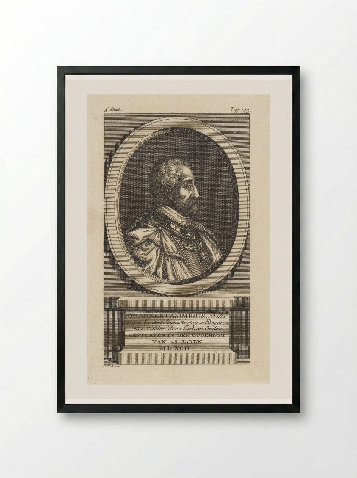 Portret van Johan Casimir, paltsgraaf aan de Rijn - Jan Punt - Framed Print Black