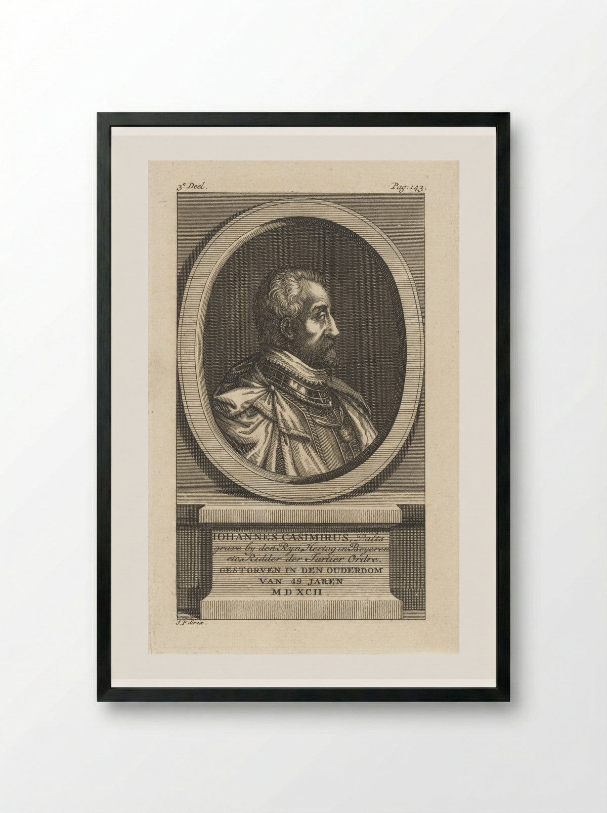 Portret van Johan Casimir, paltsgraaf aan de Rijn - Jan Punt - Framed Print Black