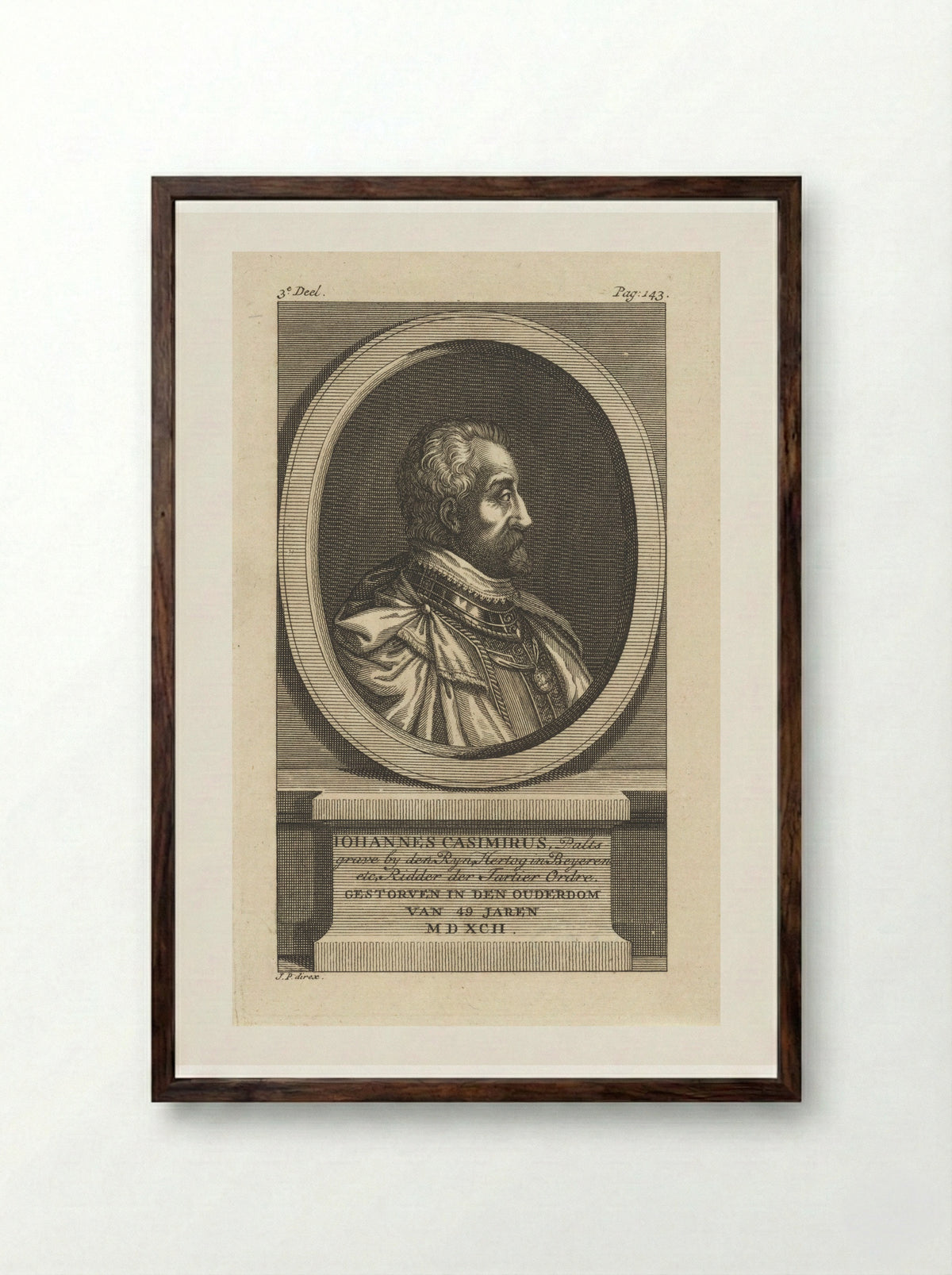 Portret van Johan Casimir, paltsgraaf aan de Rijn - Jan Punt - Framed Print Dark Wood