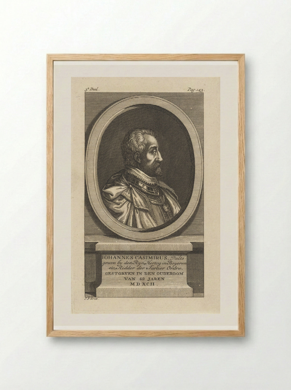 Portret van Johan Casimir, paltsgraaf aan de Rijn - Jan Punt - Framed Print Wood