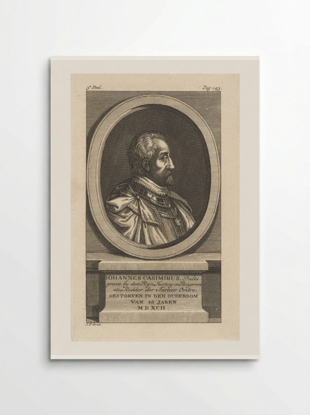 Portret van Johan Casimir, paltsgraaf aan de Rijn - Jan Punt - Poster