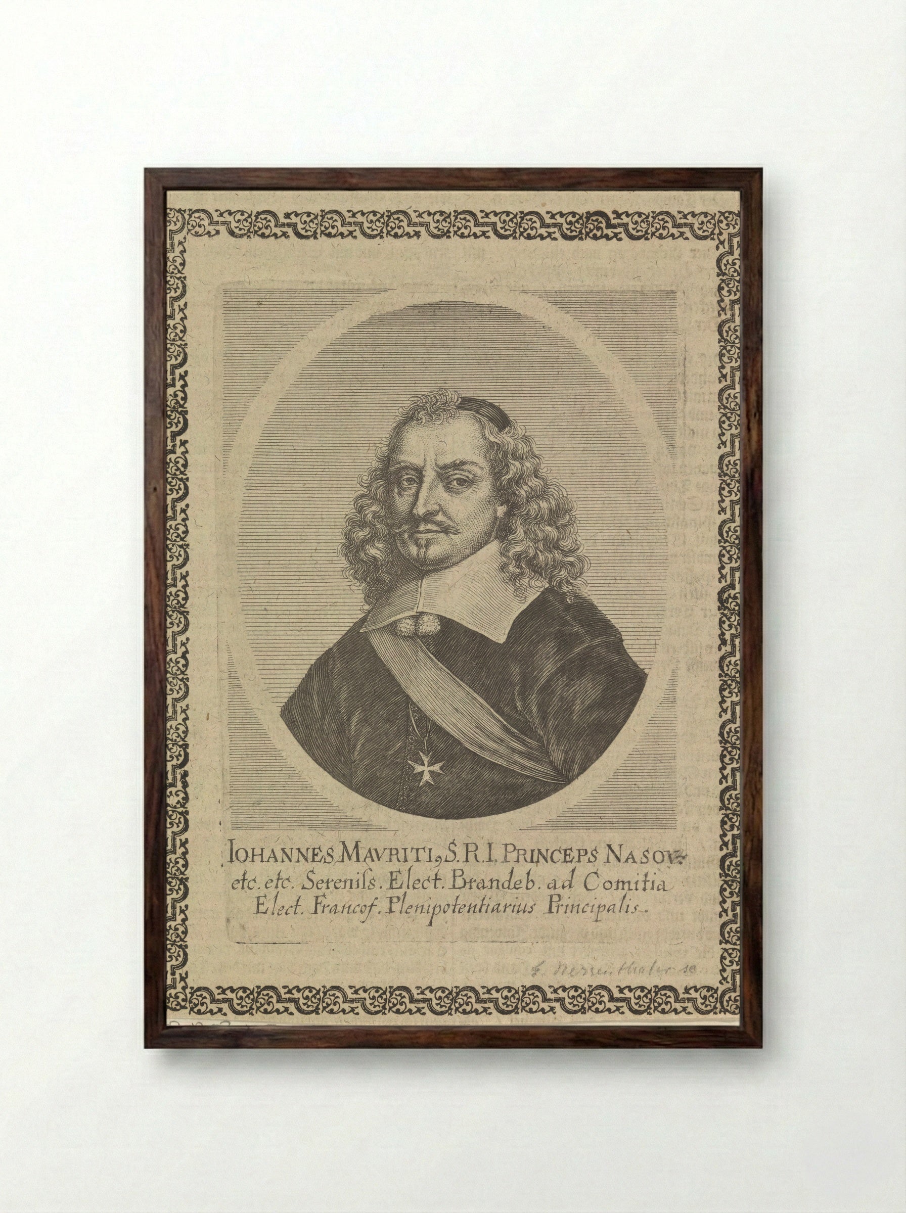 Portret van Johan Maurits, graaf van Nassau-Siegen - Elias Nessenthaler - Framed Print Dark Wood