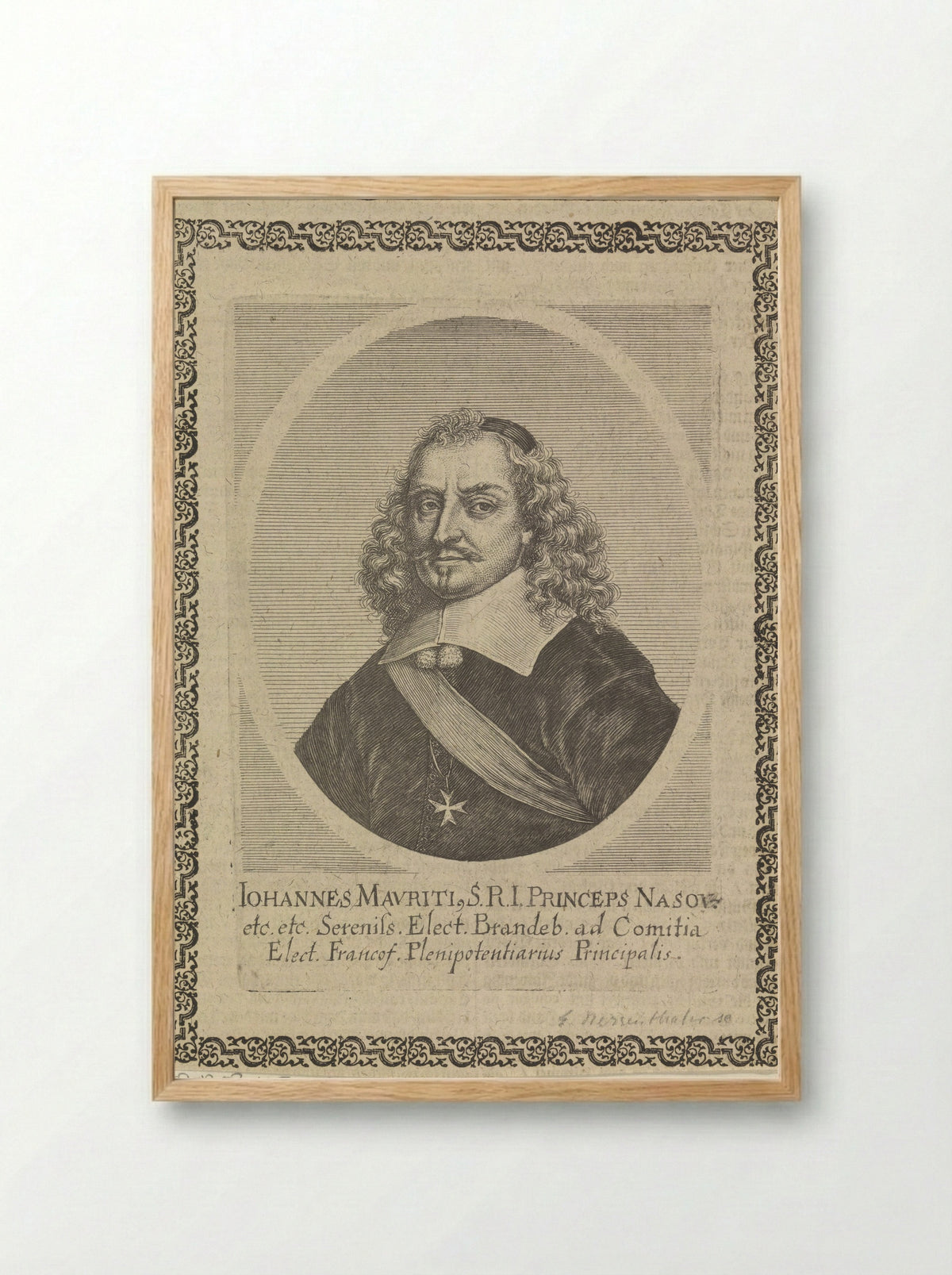 Portret van Johan Maurits, graaf van Nassau-Siegen - Elias Nessenthaler - Framed Print Wood