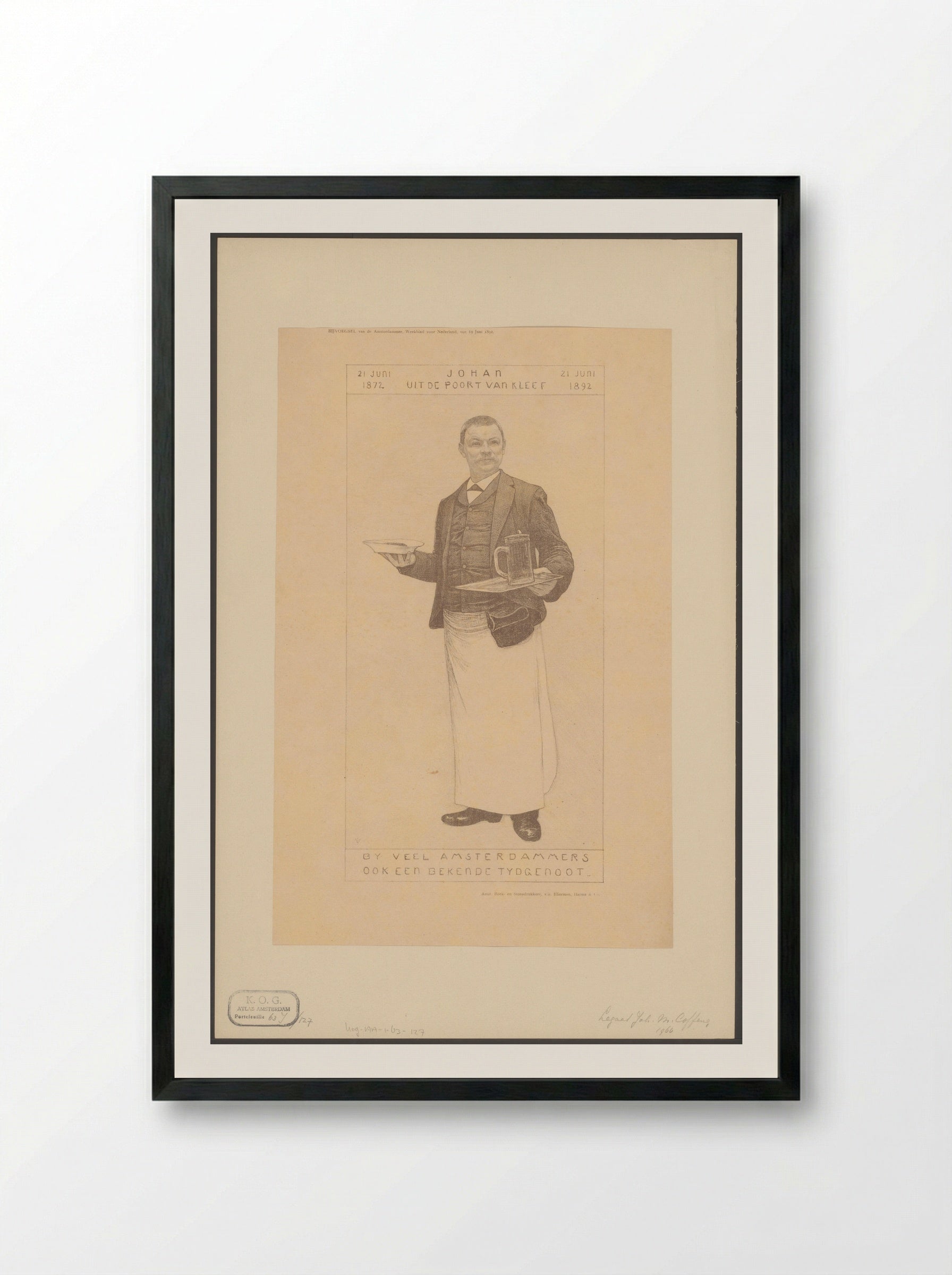 Portret van Johan Meeuwis als ober - Jan Veth - Framed Print Black
