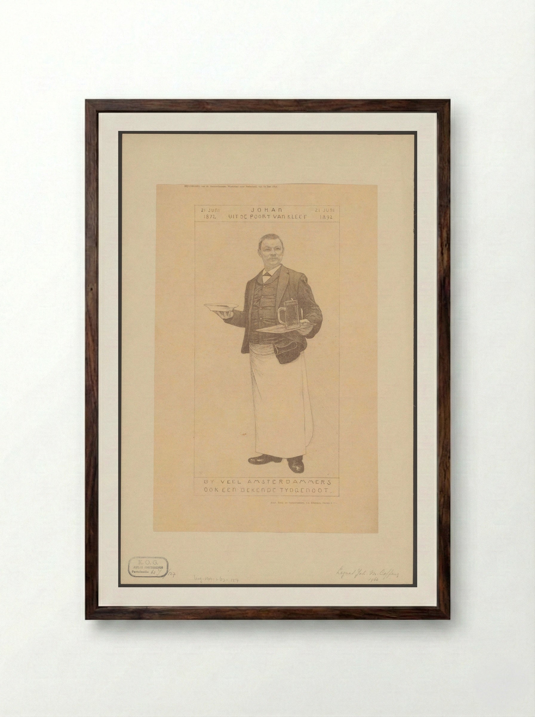 Portret van Johan Meeuwis als ober - Jan Veth - Framed Print Dark Wood