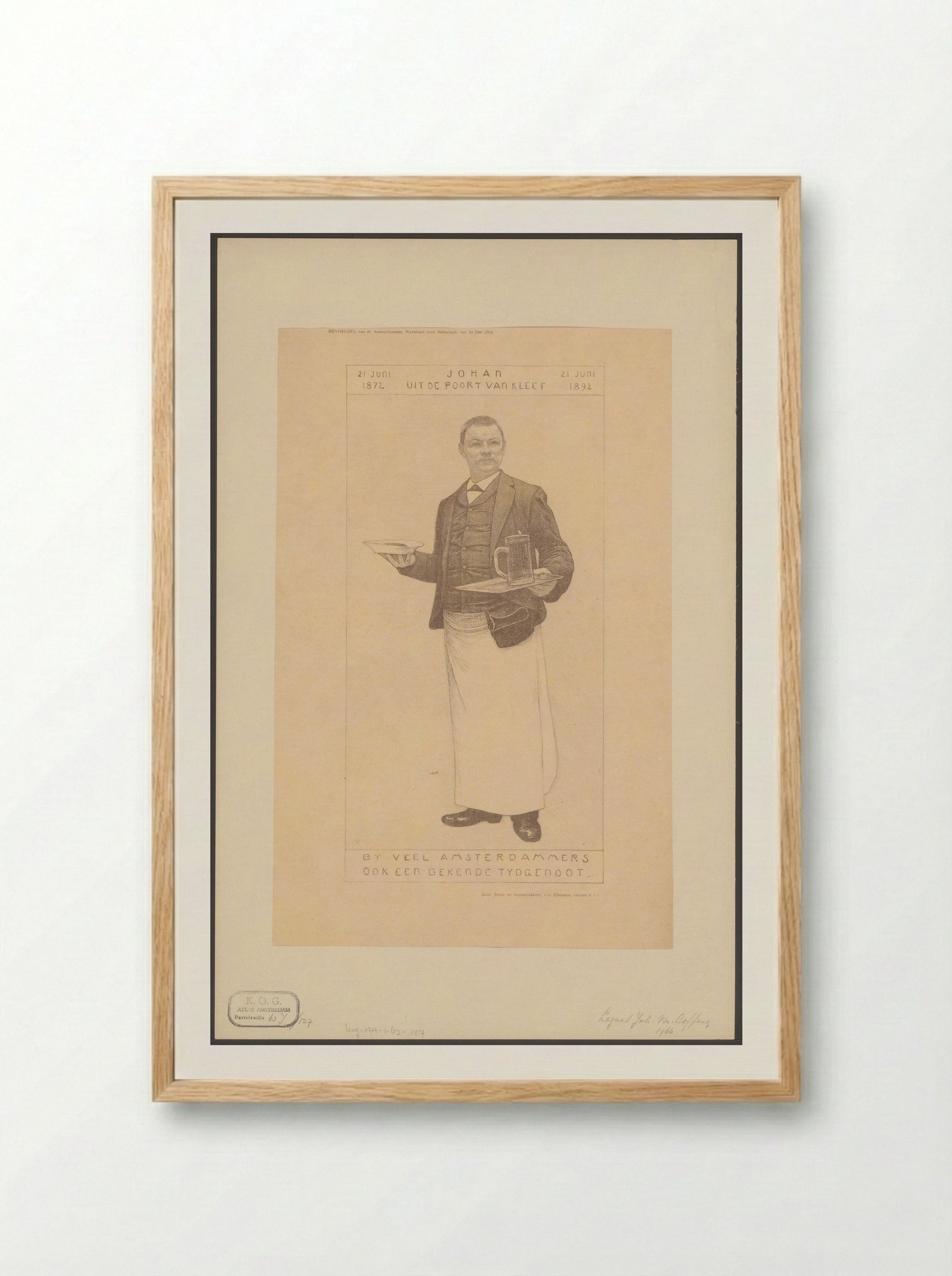 Portret van Johan Meeuwis als ober - Jan Veth - Framed Print Wood