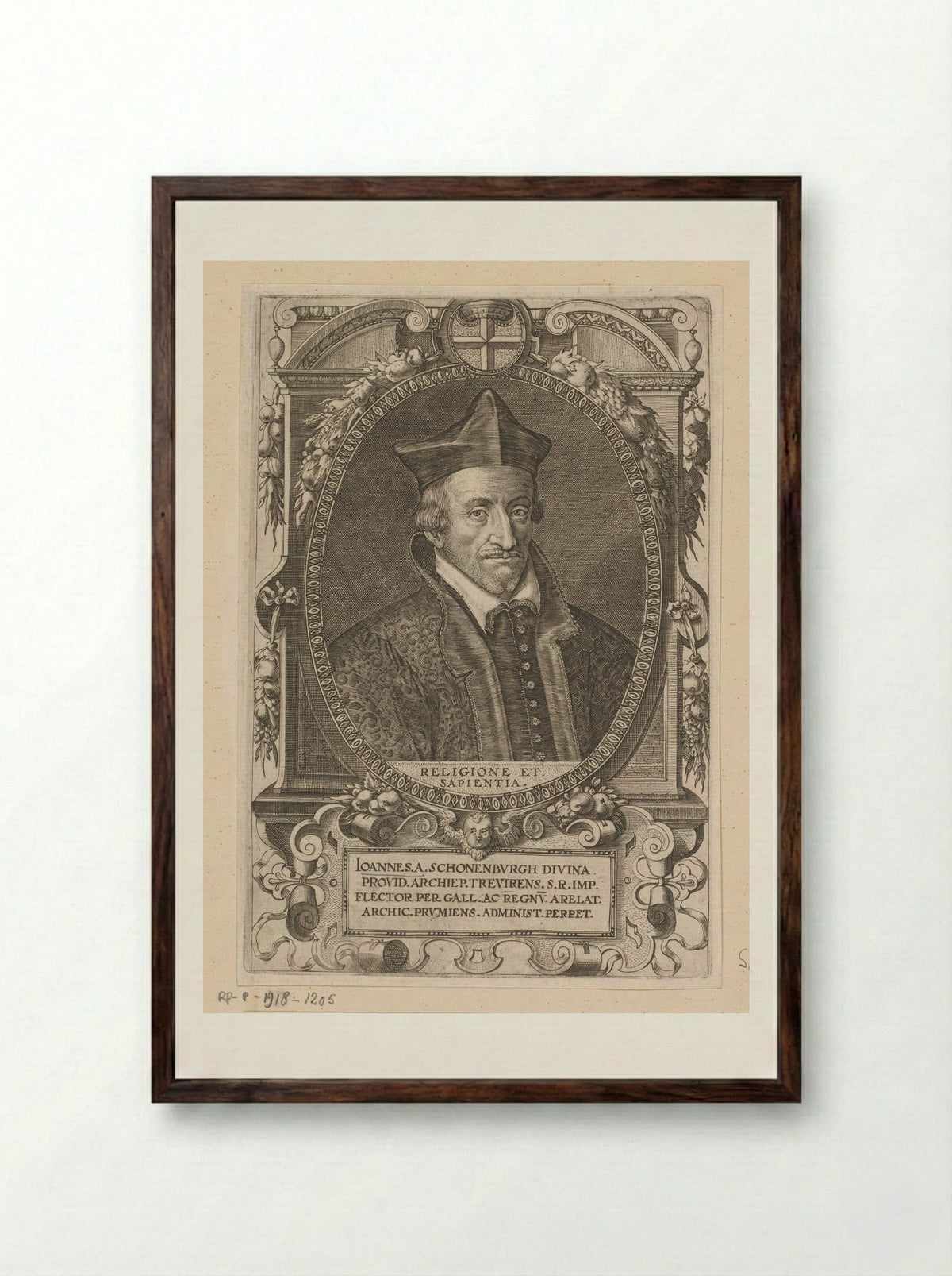 Portret van Johan VII van Schönenberg - Dominicus Custos - Framed Print Dark Wood