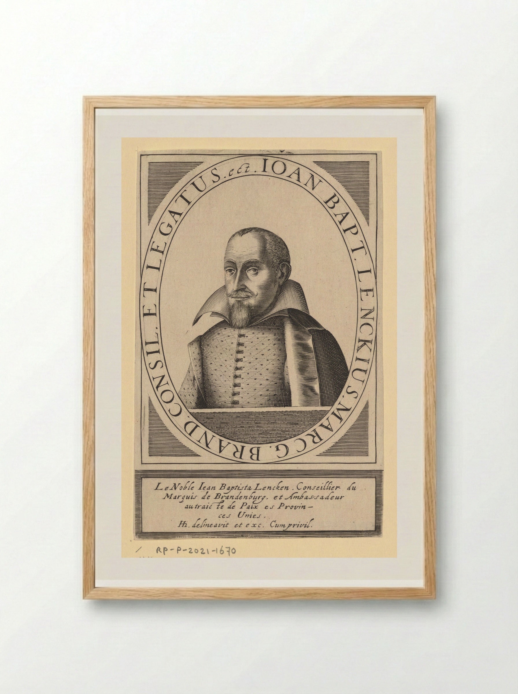 Portret van Johann Baptist Lenck - Hendrick Hondius (I) - Framed Print Wood