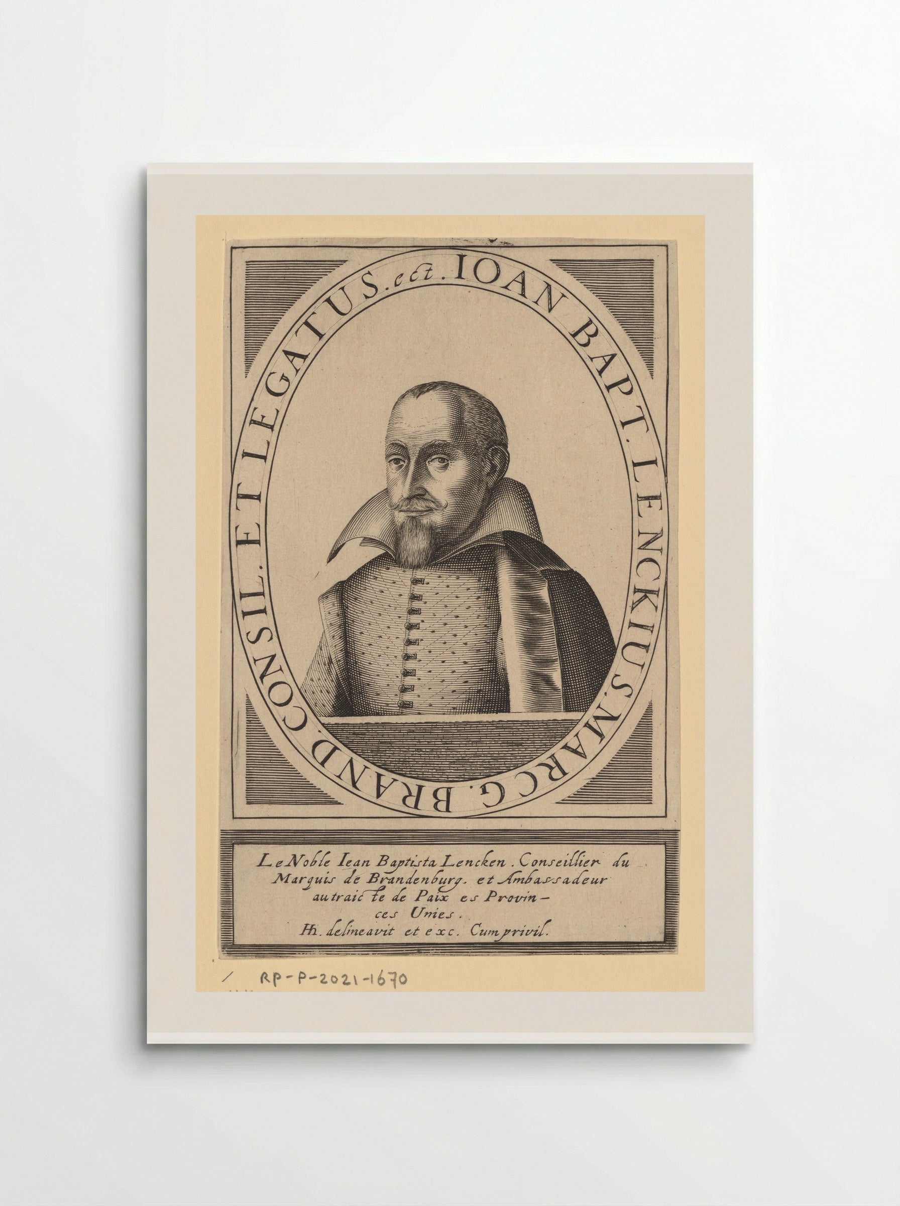 Portret van Johann Baptist Lenck - Hendrick Hondius (I) - Poster