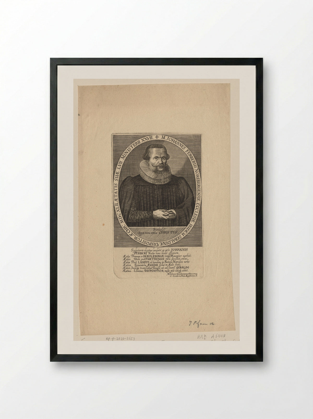 Portret van Johann Ferber - Johann Pfann - Framed Print Black