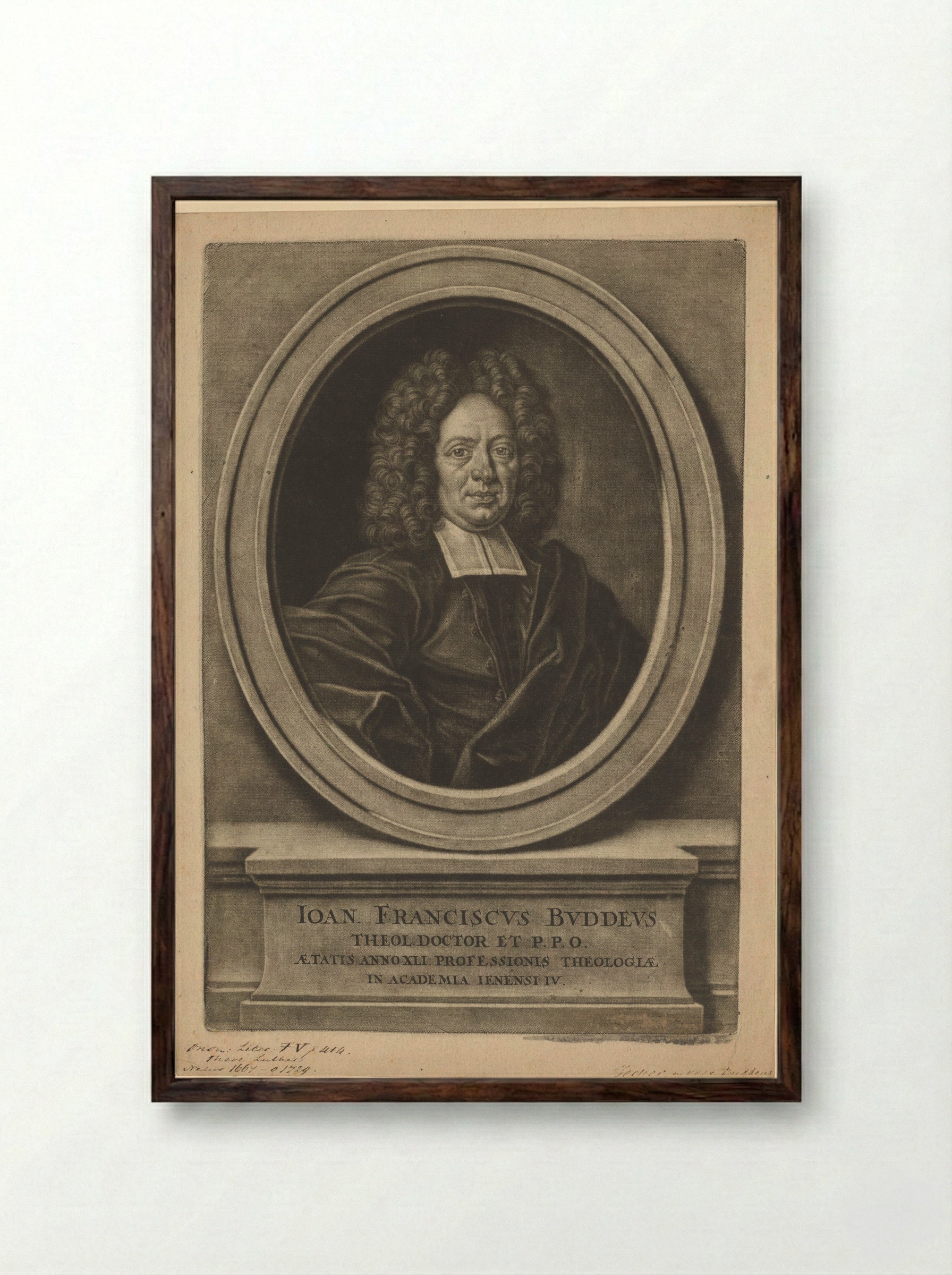 Portret van Johann Franz Buddeus - Christoph Weigel - Framed Print Dark Wood