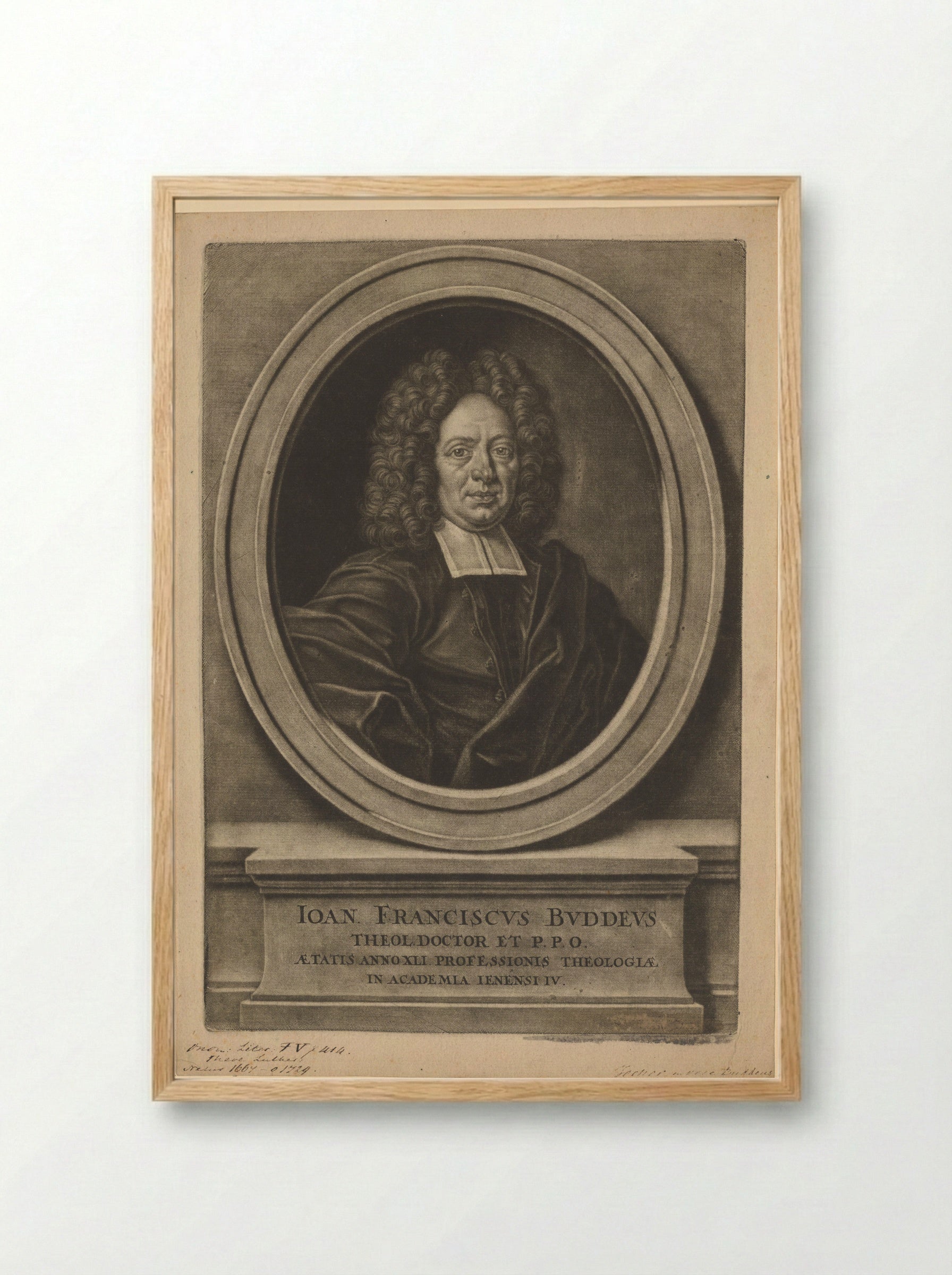 Portret van Johann Franz Buddeus - Christoph Weigel - Framed Print Wood