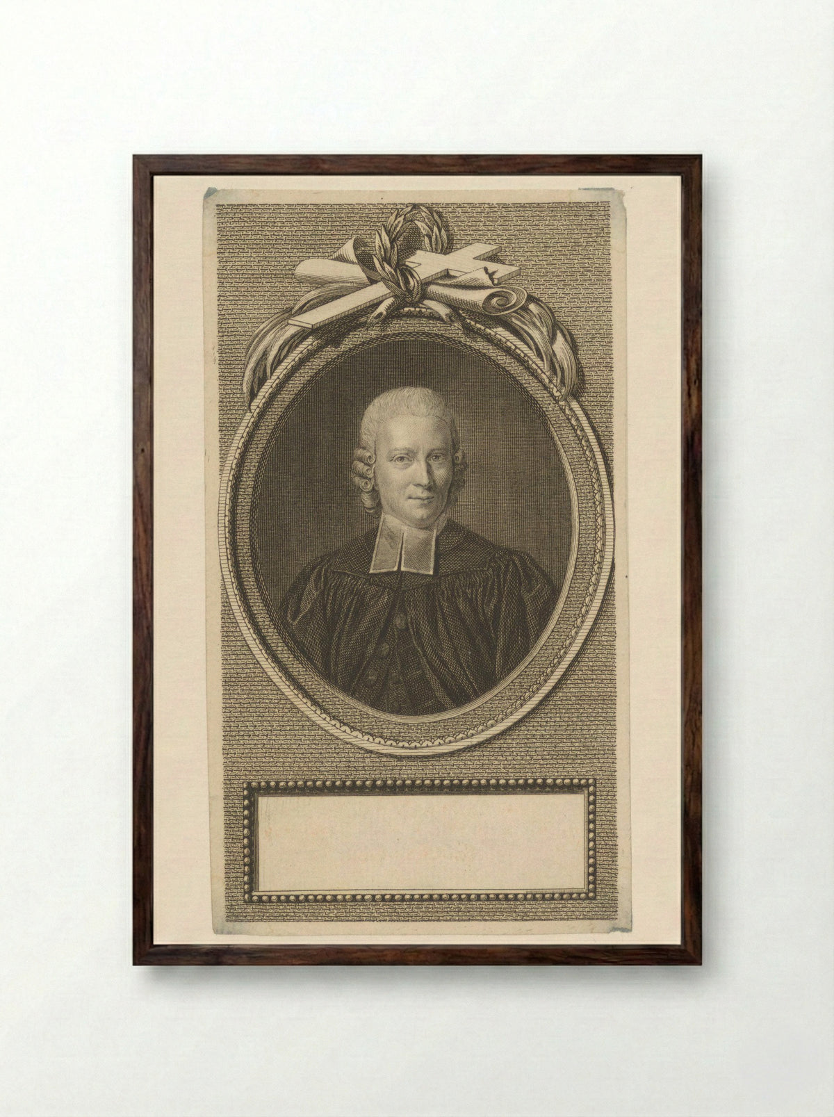 Portret van Johann Friedrich Rehkopf - Ephraïm Gottlieb Krüger - Framed Print Dark Wood