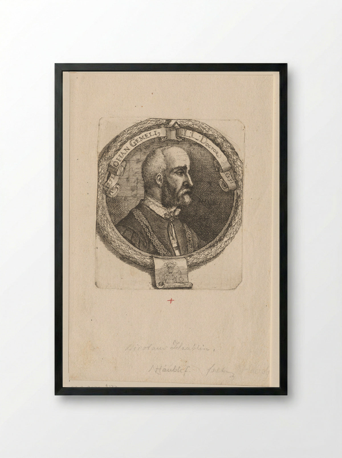 Portret van Johann Gemmel op 51-jarige leeftijd - Nicolaus Häublin - Framed Print Black
