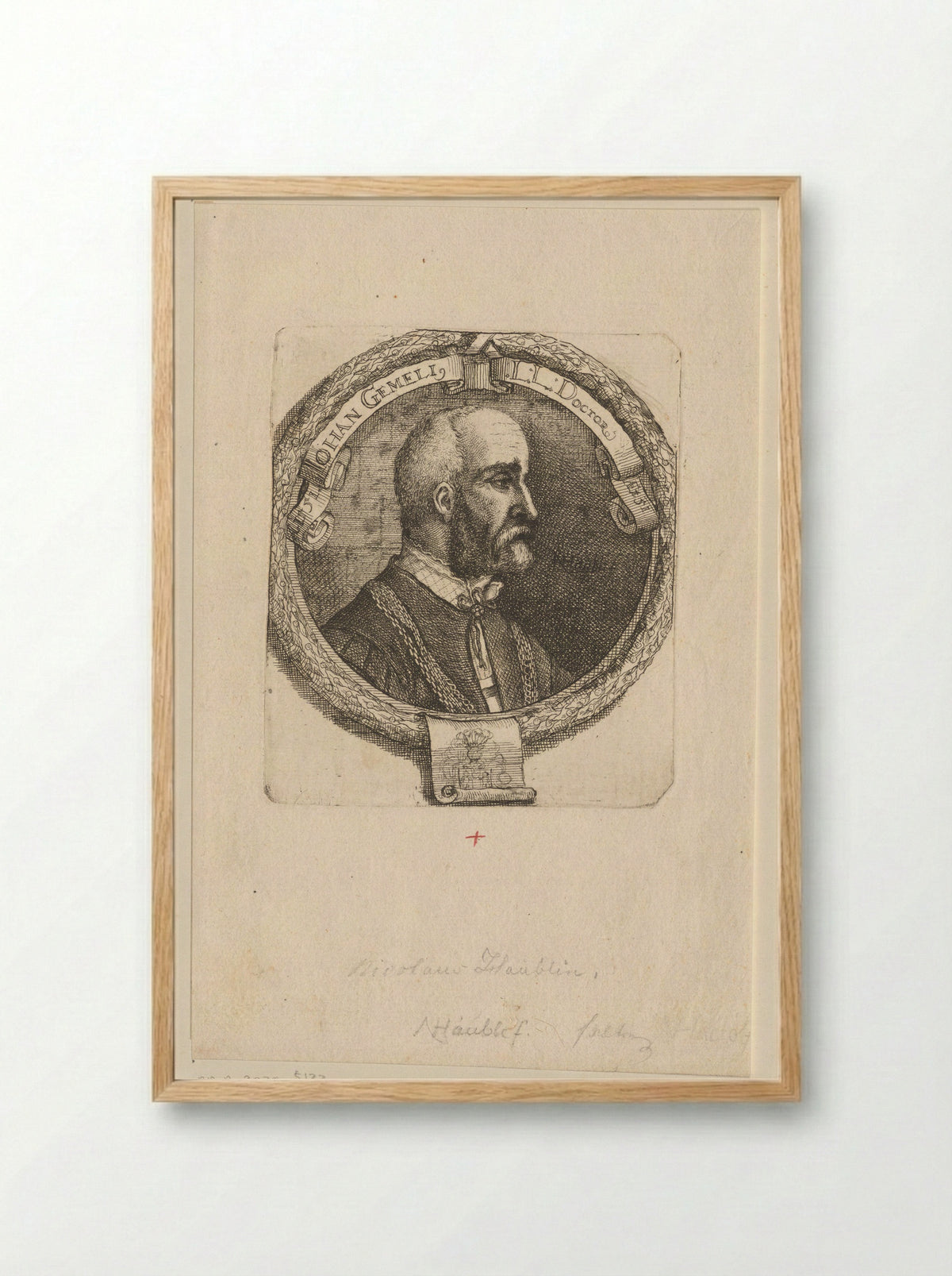 Portret van Johann Gemmel op 51-jarige leeftijd - Nicolaus Häublin - Framed Print Wood