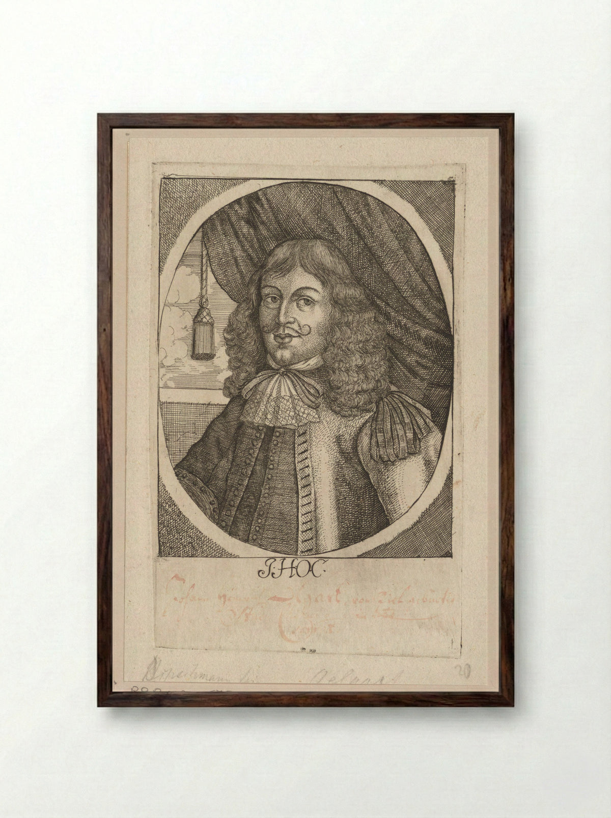 Portret van Johann Heinrich Oelgart - Johann Alexander Böner - Framed Print Dark Wood