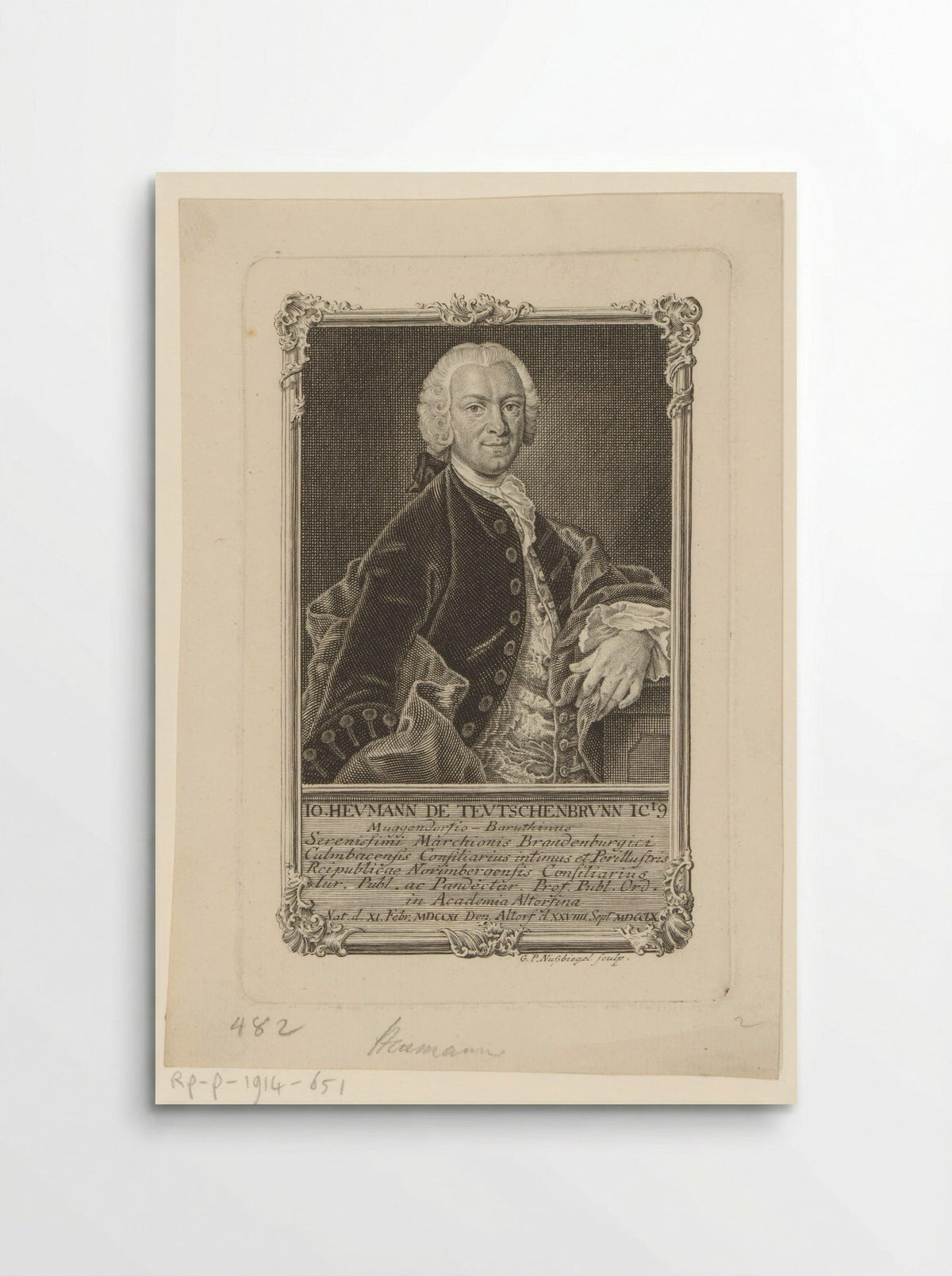 Portret van Johann Heumann von Teuschenbrunn - Georg Paul Nusbiegel - Poster