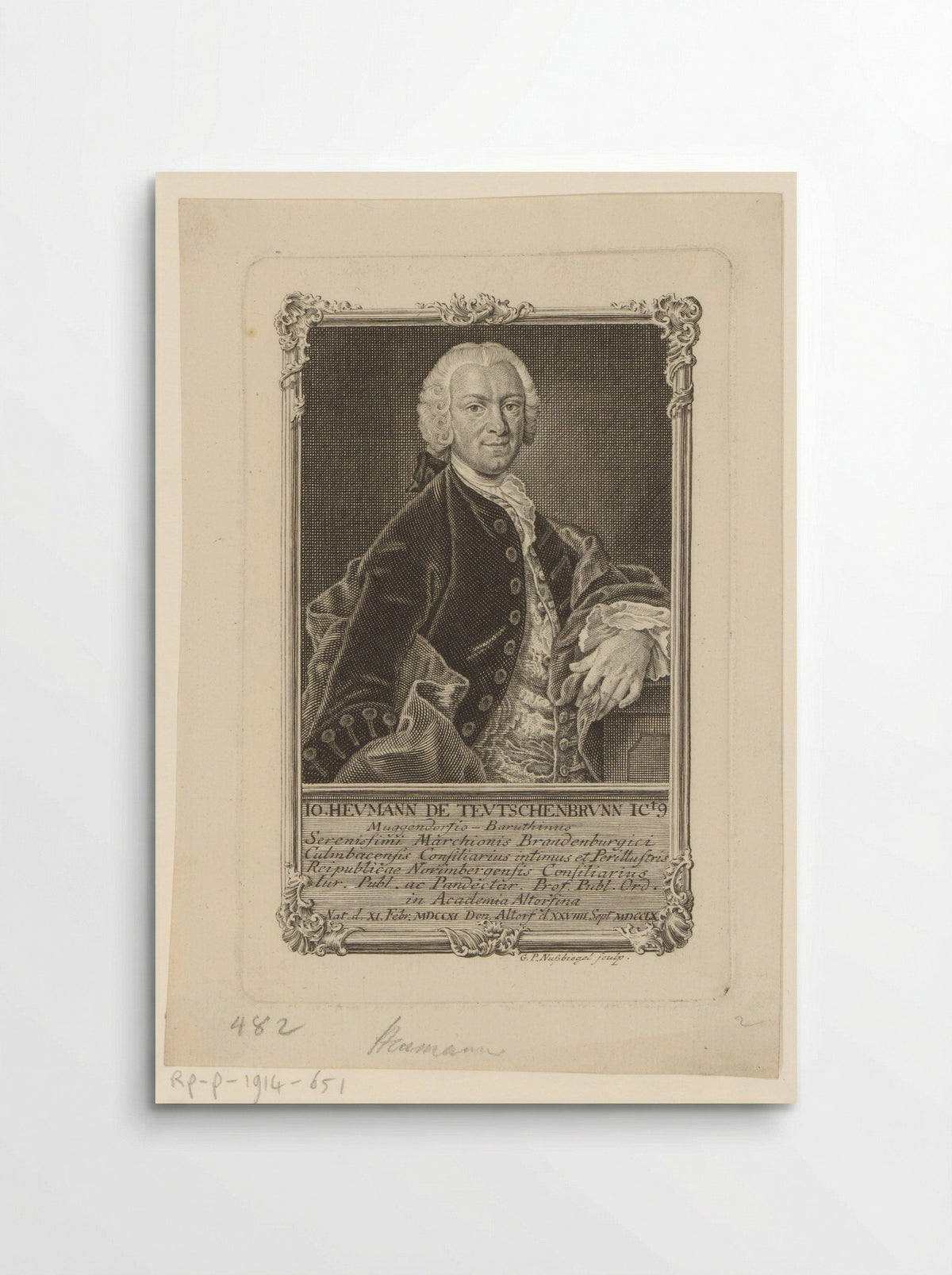 Portret van Johann Heumann von Teuschenbrunn - Georg Paul Nusbiegel - Poster