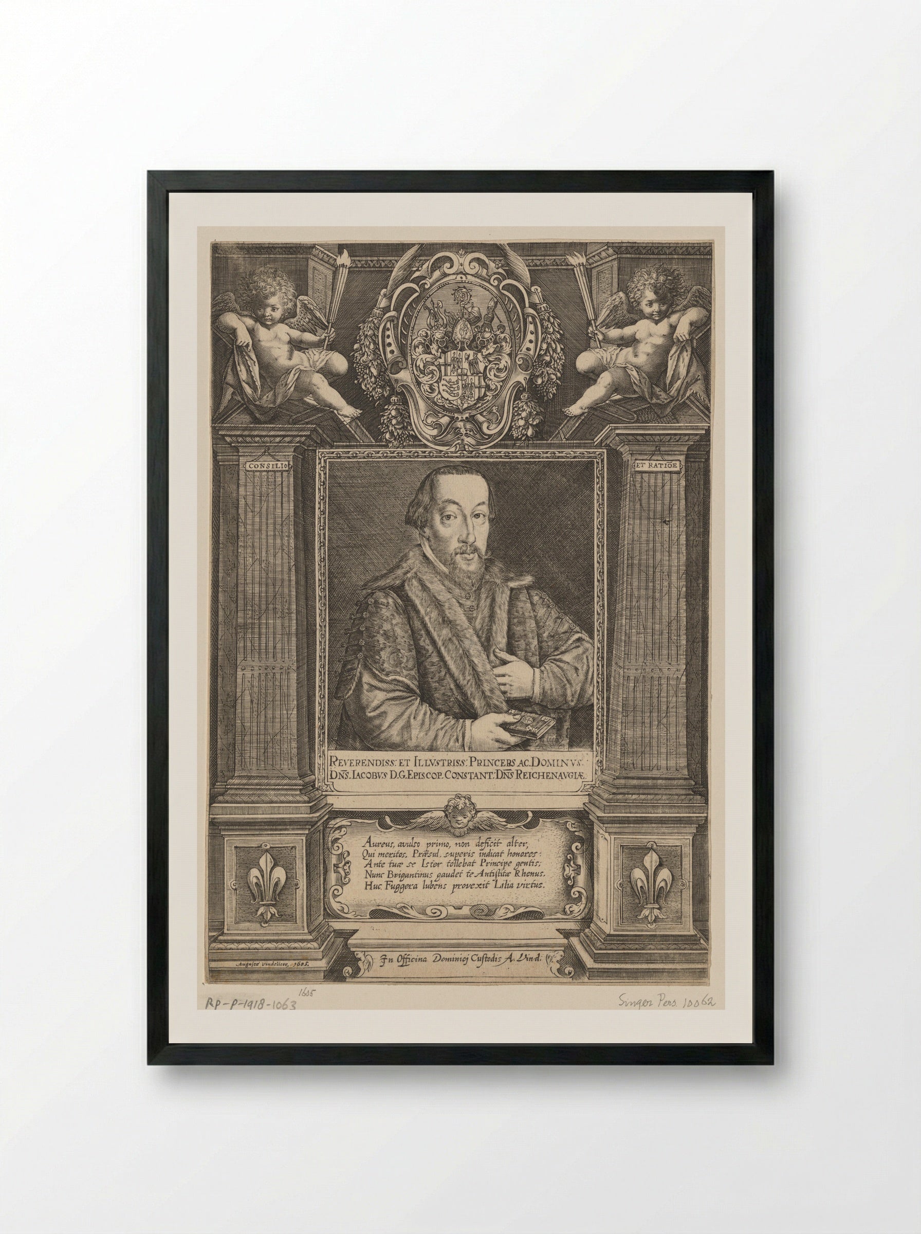 Portret van Johann Jacob Fugger - Dominicus Custos - Framed Print Black