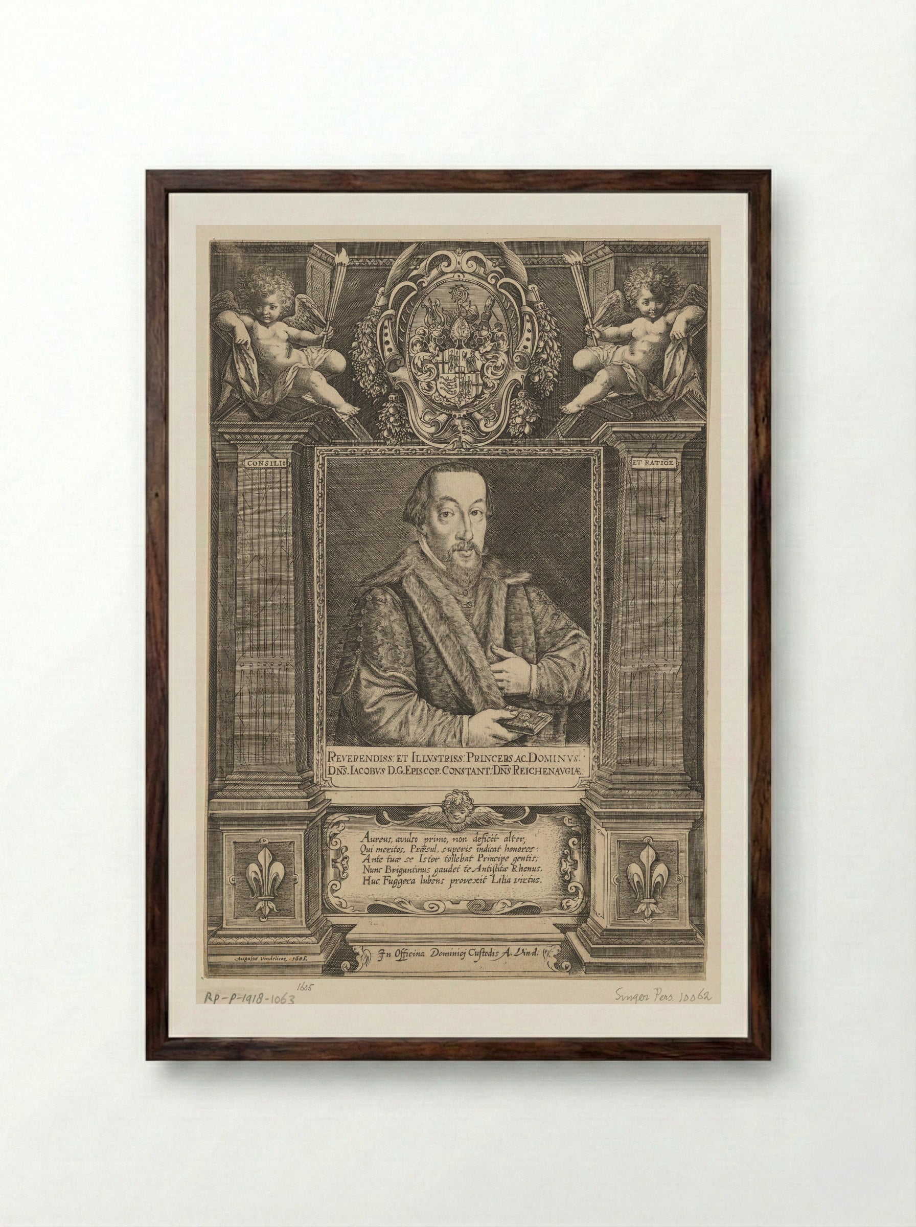 Portret van Johann Jacob Fugger - Dominicus Custos - Framed Print Dark Wood