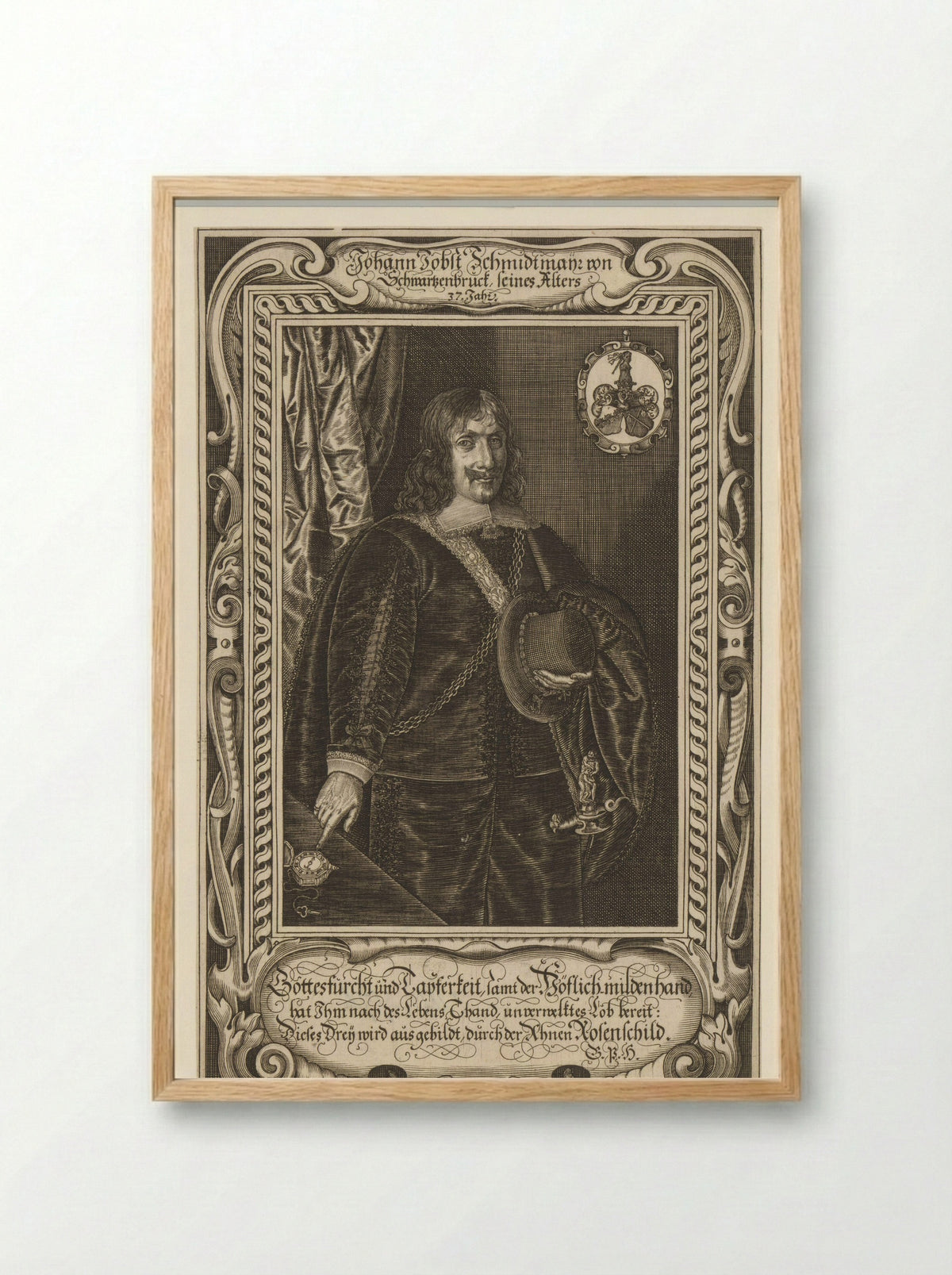 Portret van Johann Jodocus Schmidmair von Schwarzenbruck - Johann Pfann - Framed Print Wood